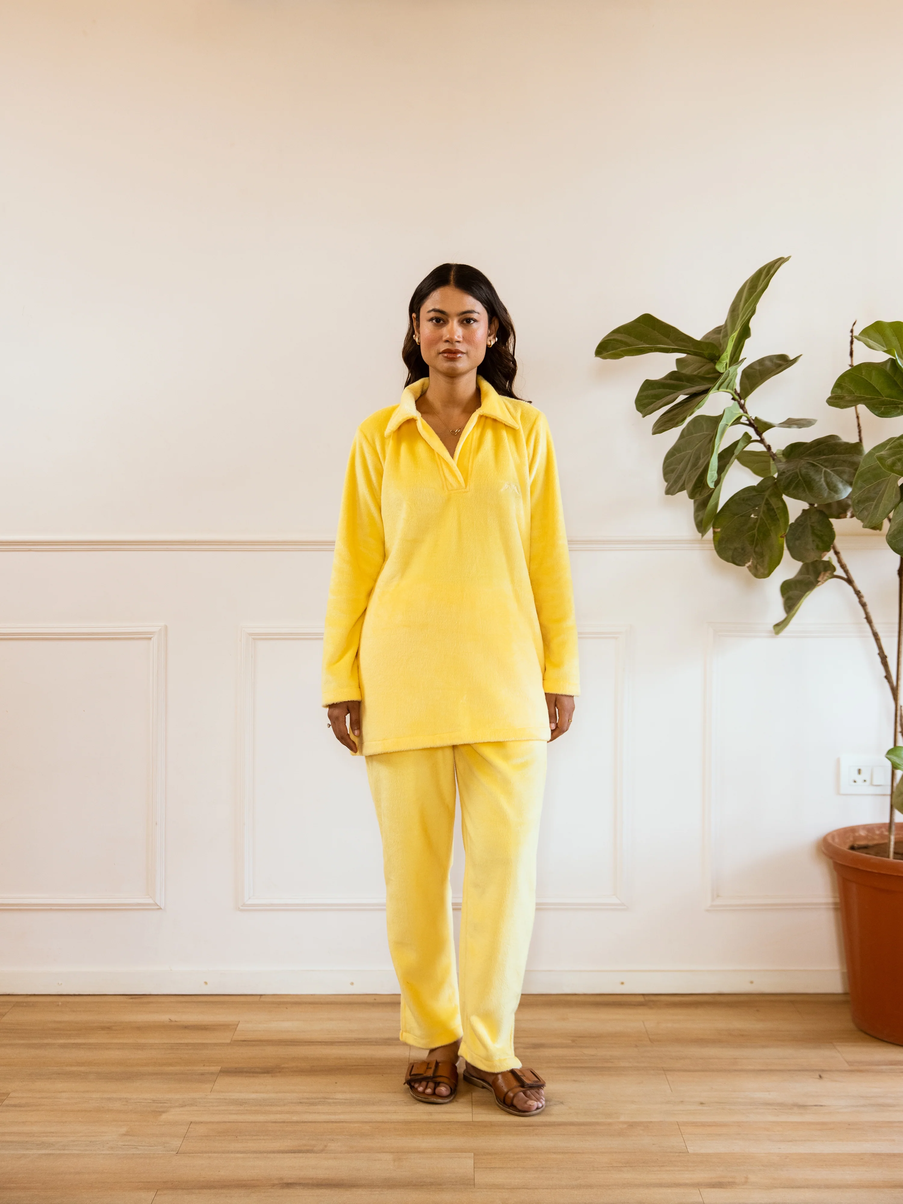 Pastel Yellow Super Soft Woollen Collar Set - Image 4