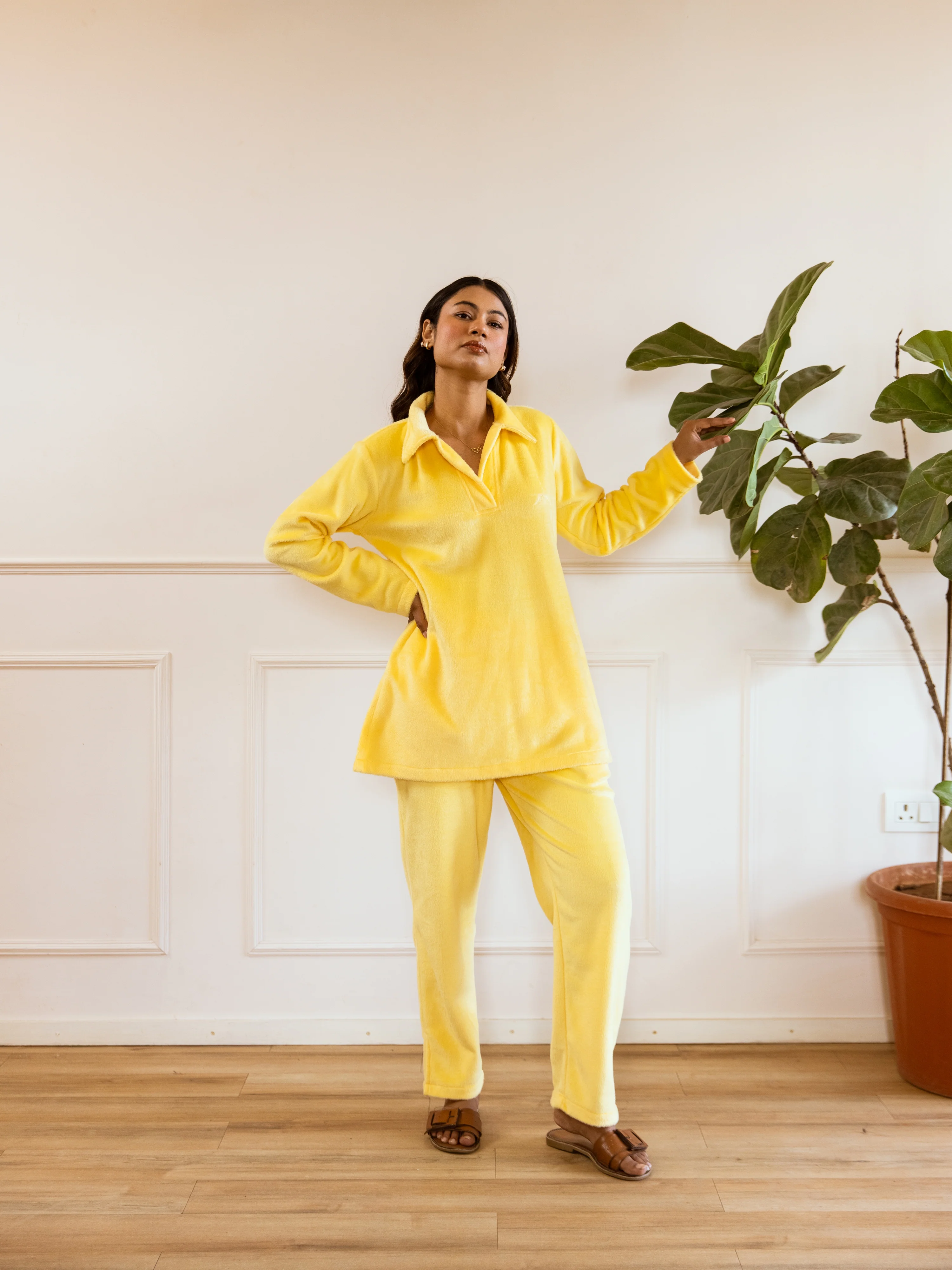 Pastel Yellow Super Soft Woollen Collar Set - Image 6