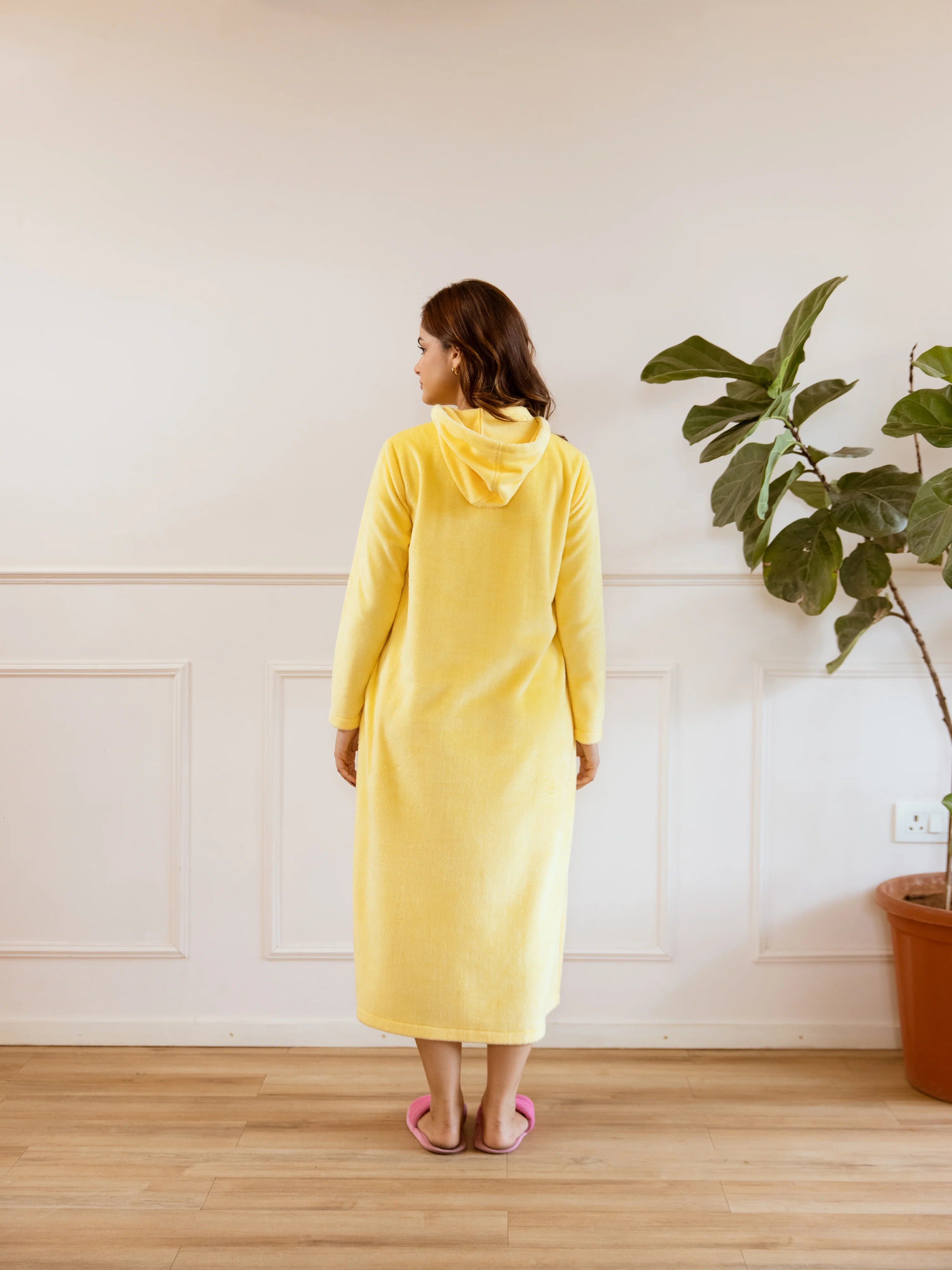 Pastel Yellow Super Soft Woollen Hoodie Dress - Image 4
