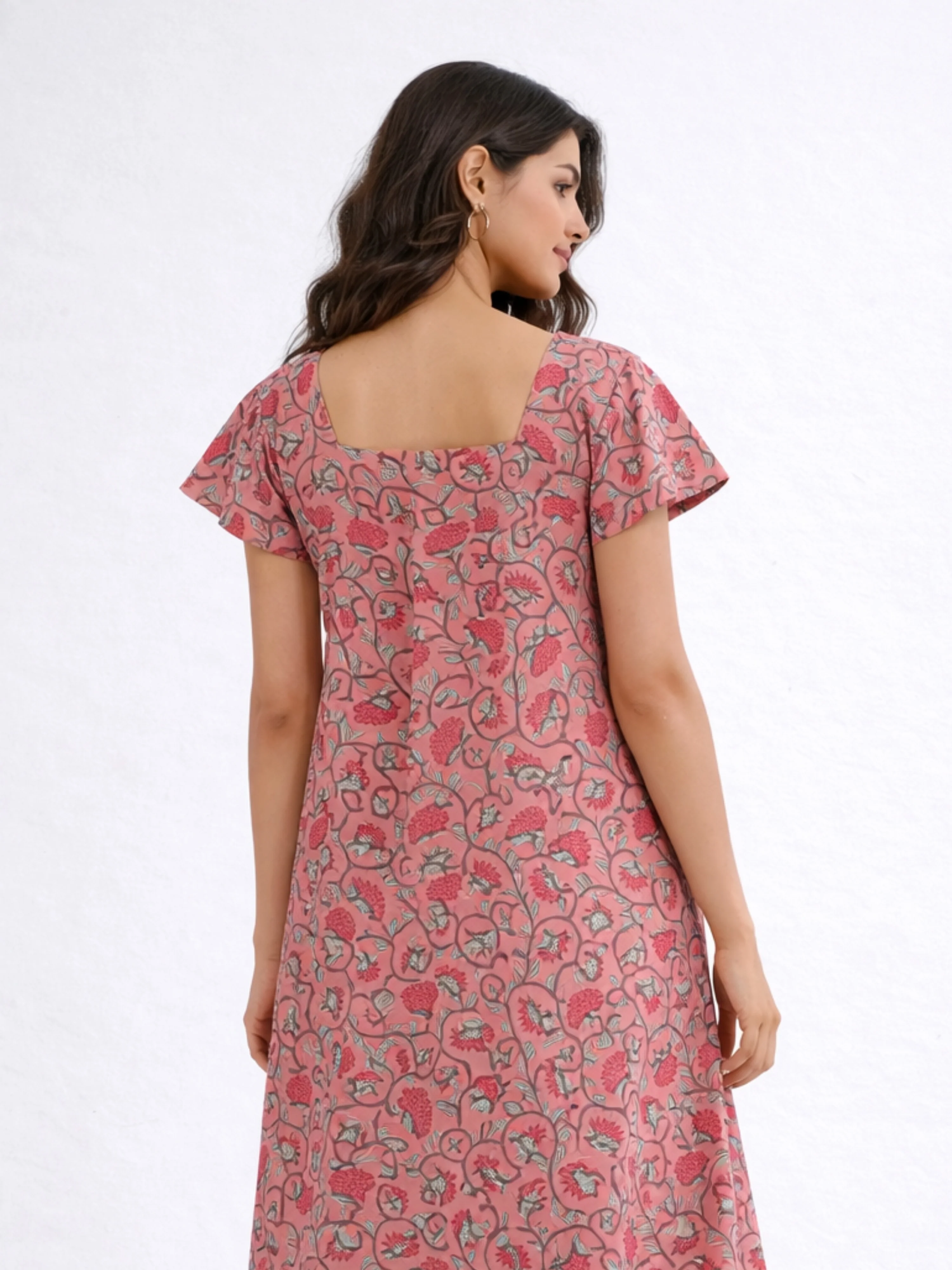 Peach Petal Pure Cotton Women's Night Maxi Dress - Image 3
