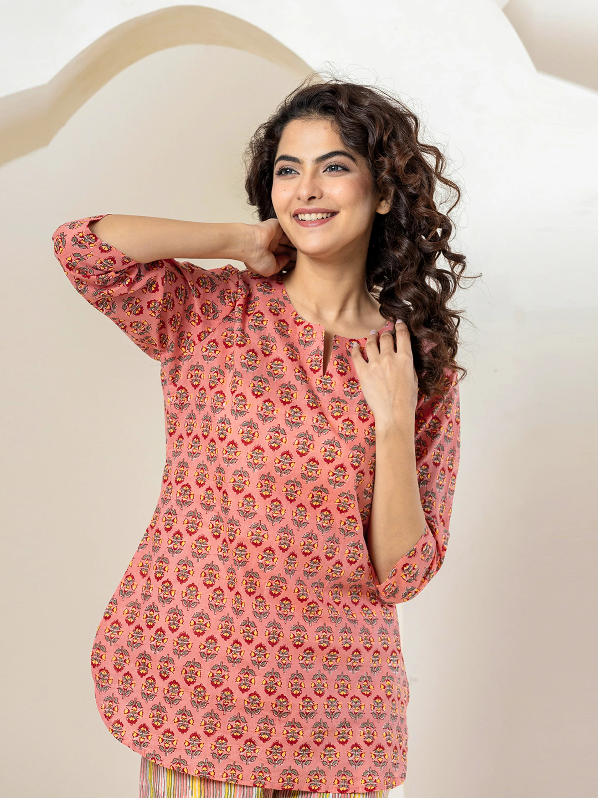 Peachy Block Printed Pure Cotton Lounge Wear - Image 12