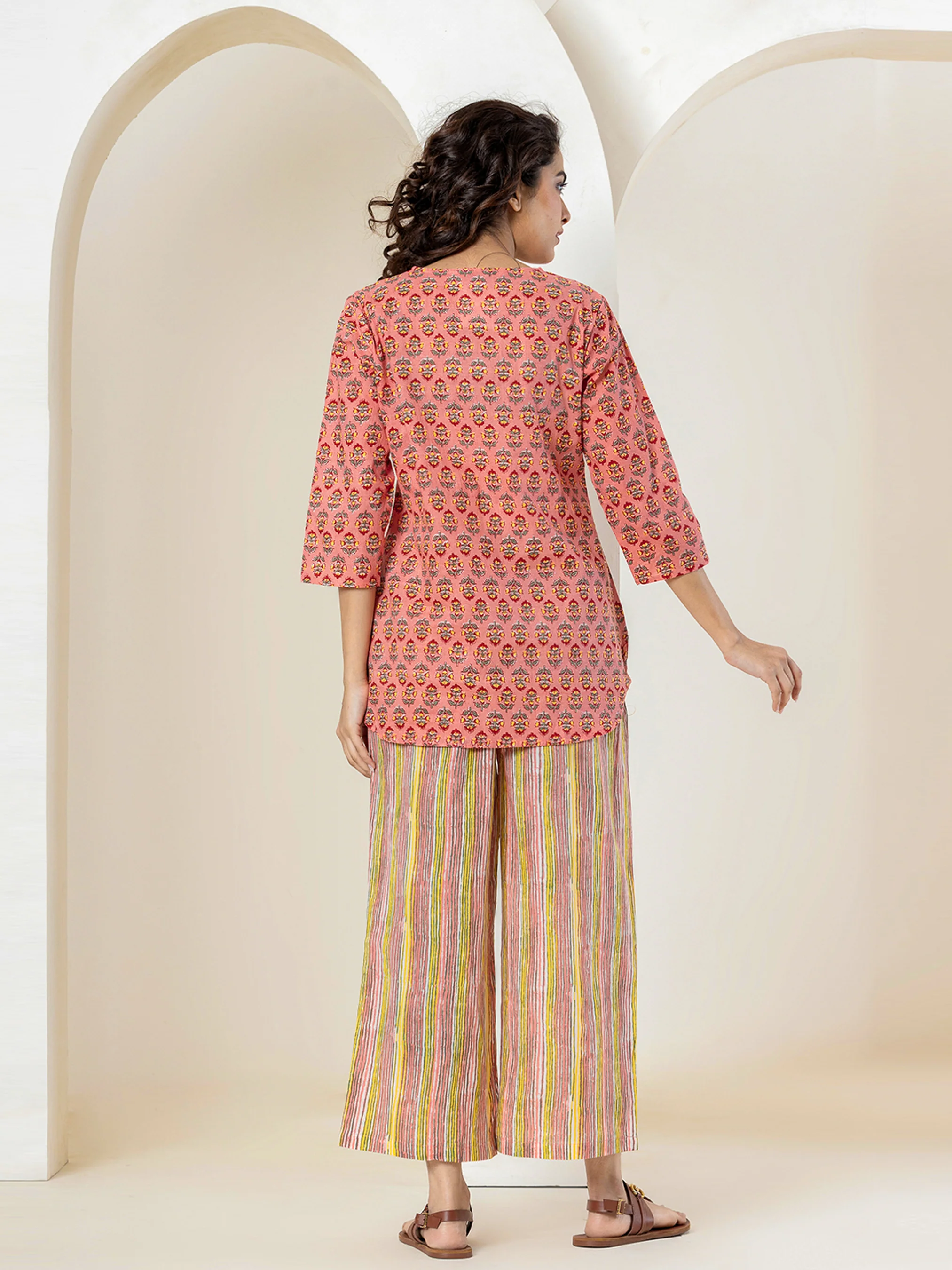 Peachy Block Printed Pure Cotton Lounge Wear - Image 4