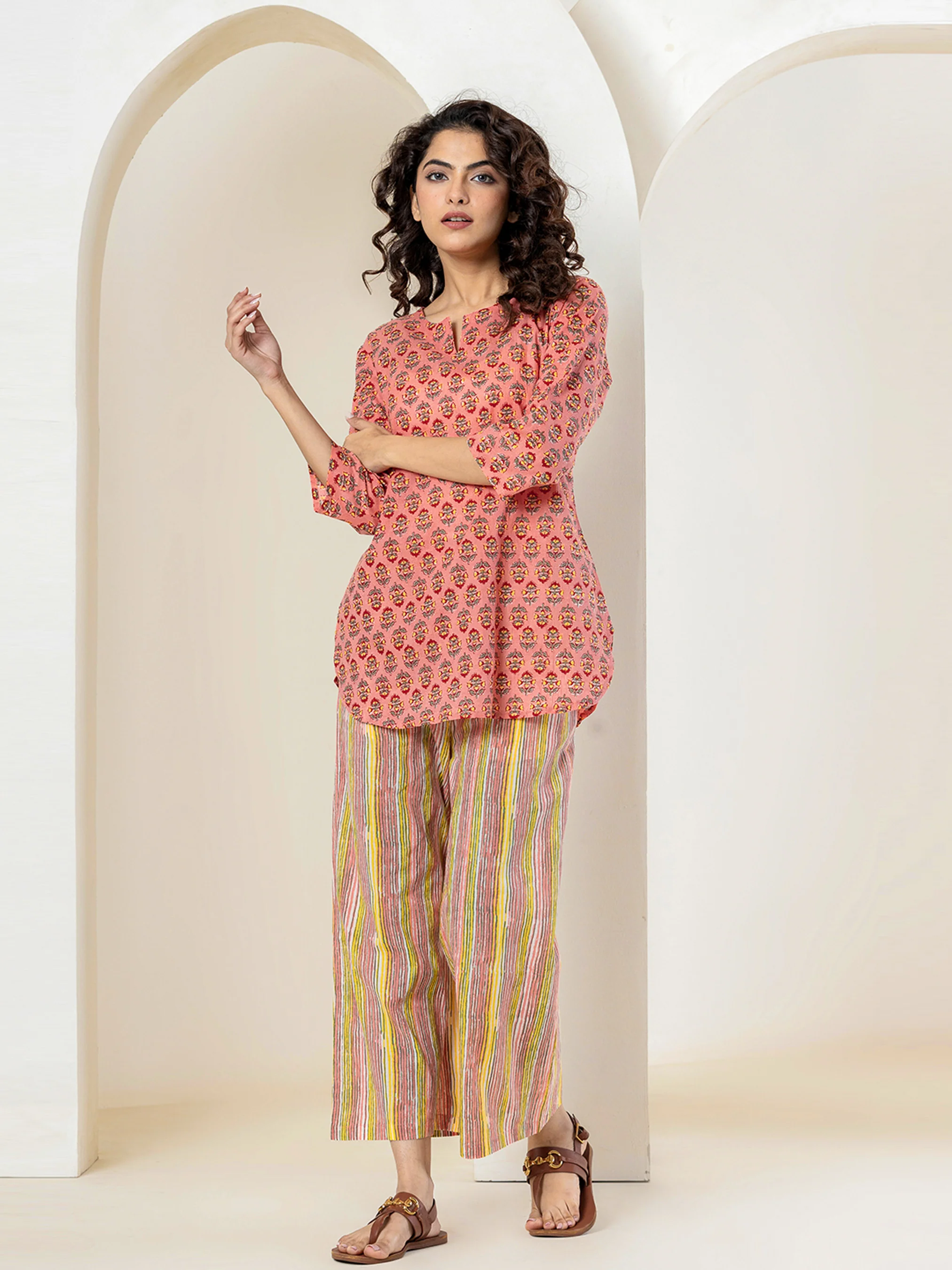 Peachy Block Printed Pure Cotton Lounge Wear - Image 8