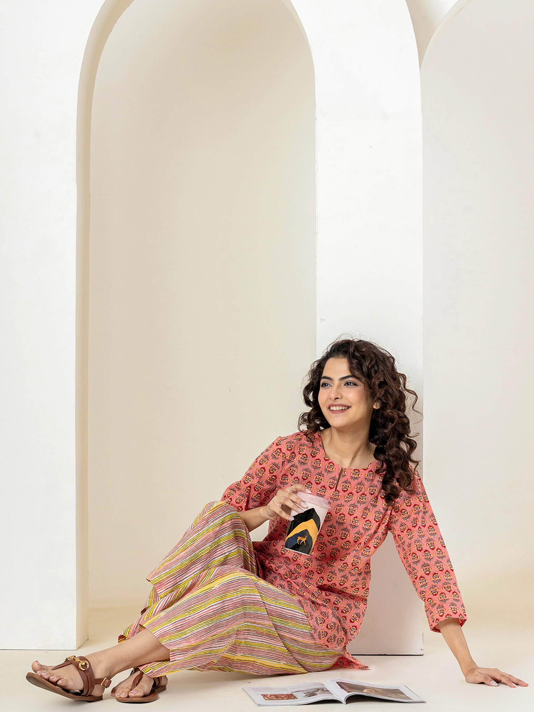 Peachy Block Printed Pure Cotton Lounge Wear - Image 9