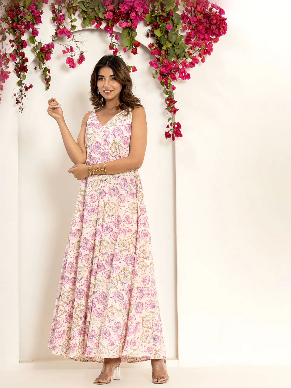 Pink Gold Flower Pure Cotton Maxi - Image 5