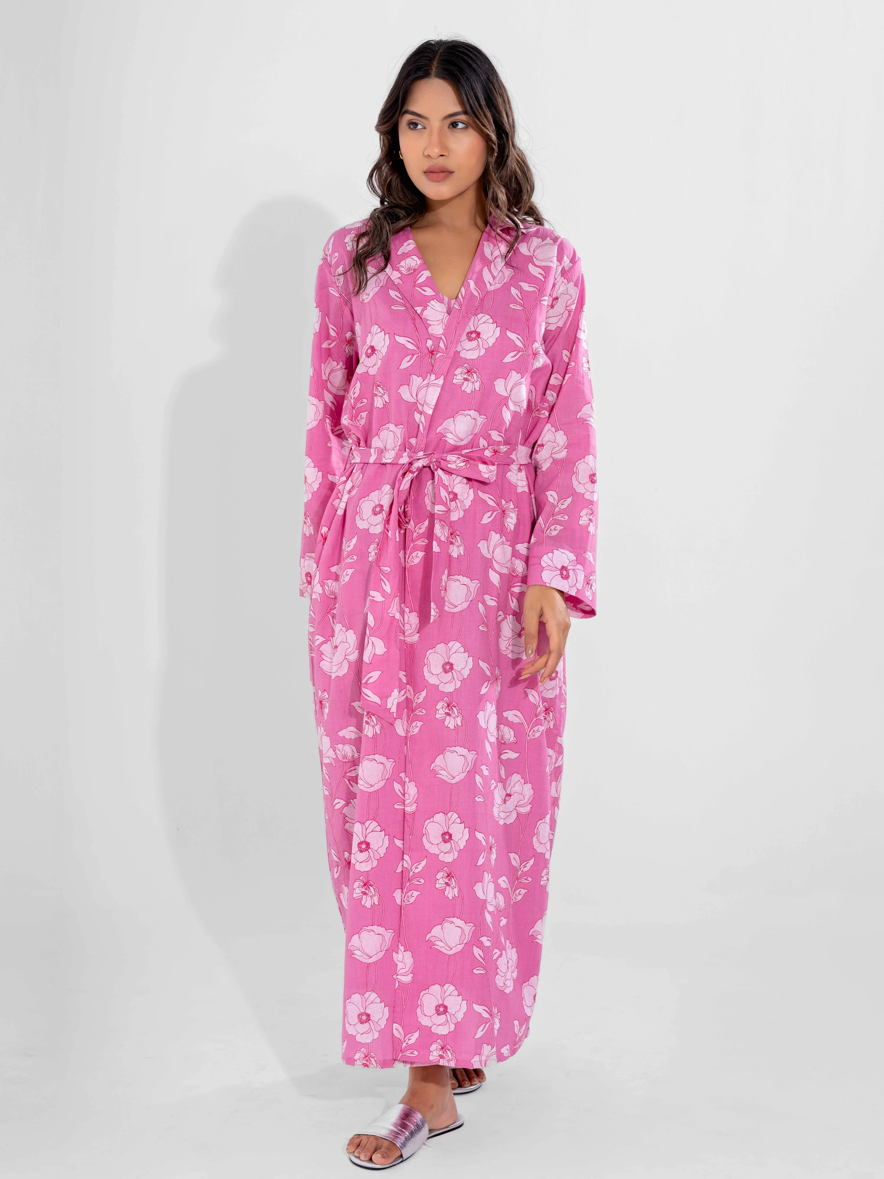 Pink Grace Pure Cotton Collar Robe - Image 5