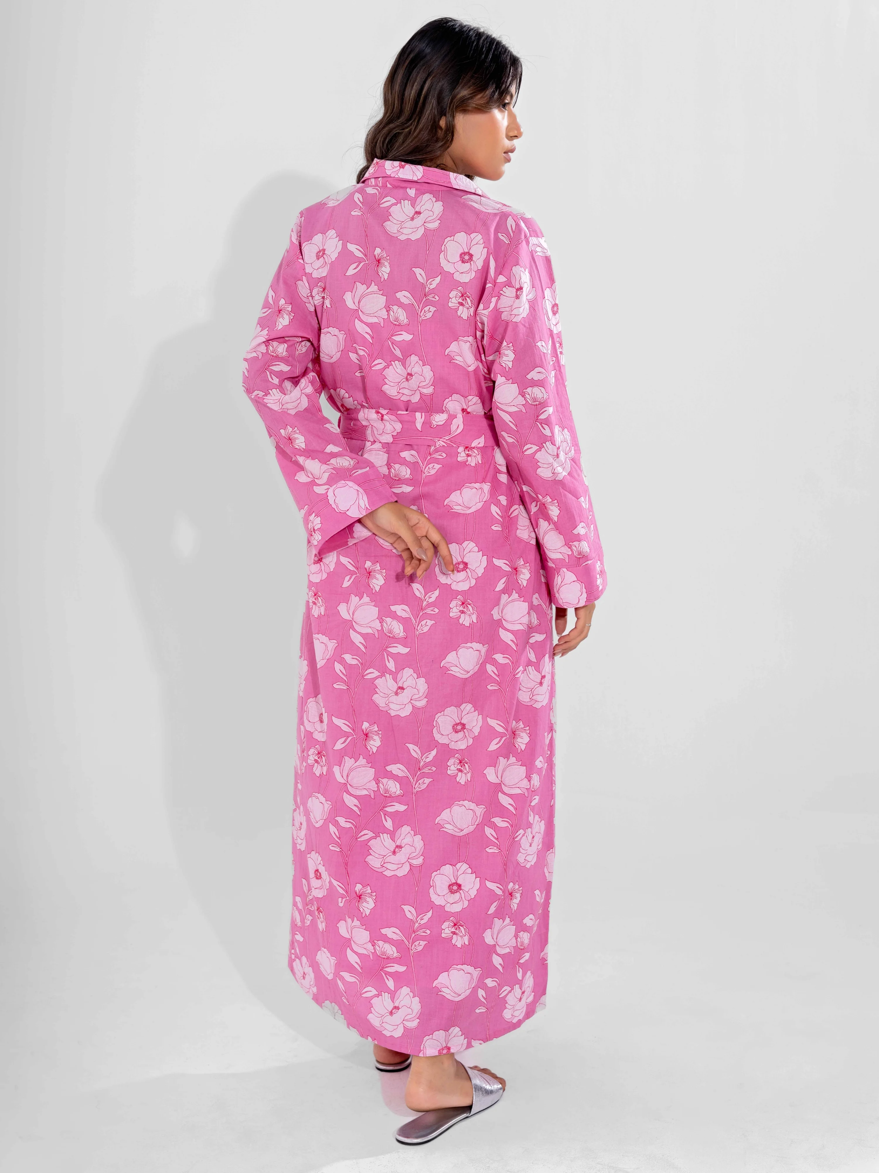Pink Grace Pure Cotton Collar Robe - Image 6