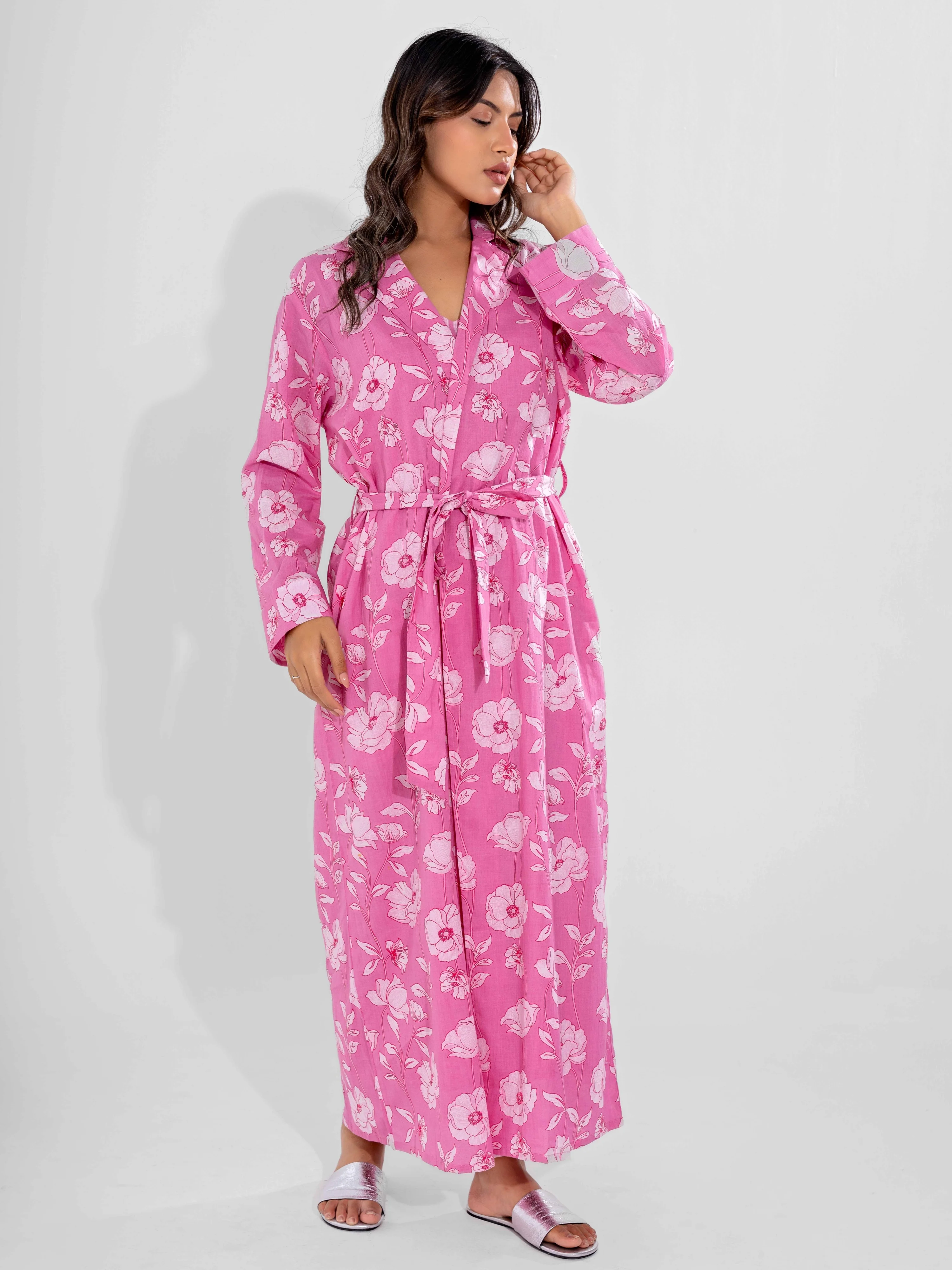 Pink Grace Pure Cotton Collar Robe - Image 8