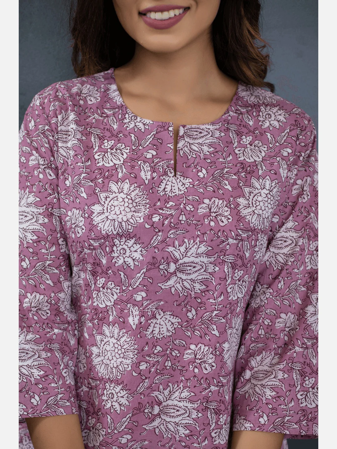 Pink Purple Pure Cotton Kurta - Image 2