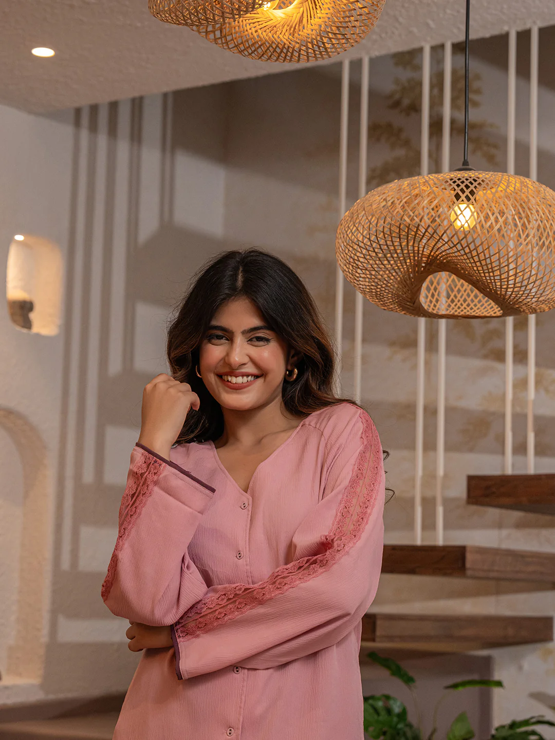 Pink Rose Soft Crepe Shirt Patiala Co-Ord Set - Image 12