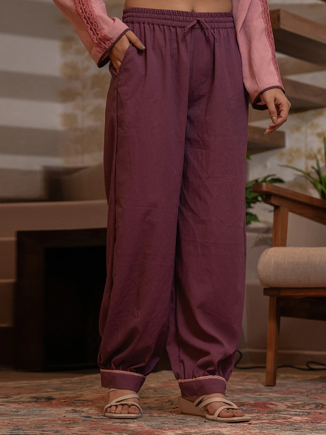 Pink Rose Soft Crepe Shirt Patiala Co-Ord Set - Image 14
