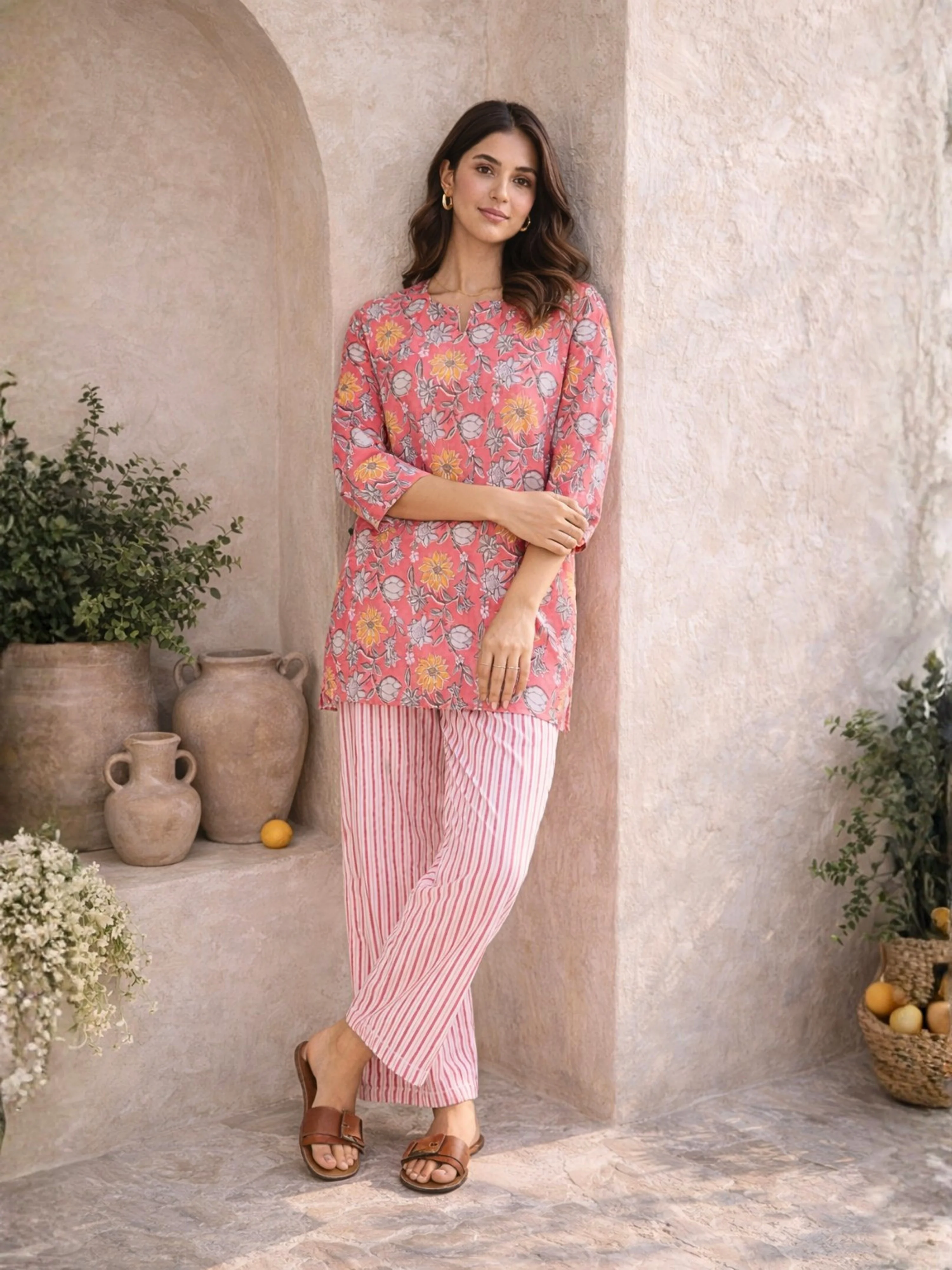 Pretty Blush Pink Pure Cotton Loungewear - Image 3