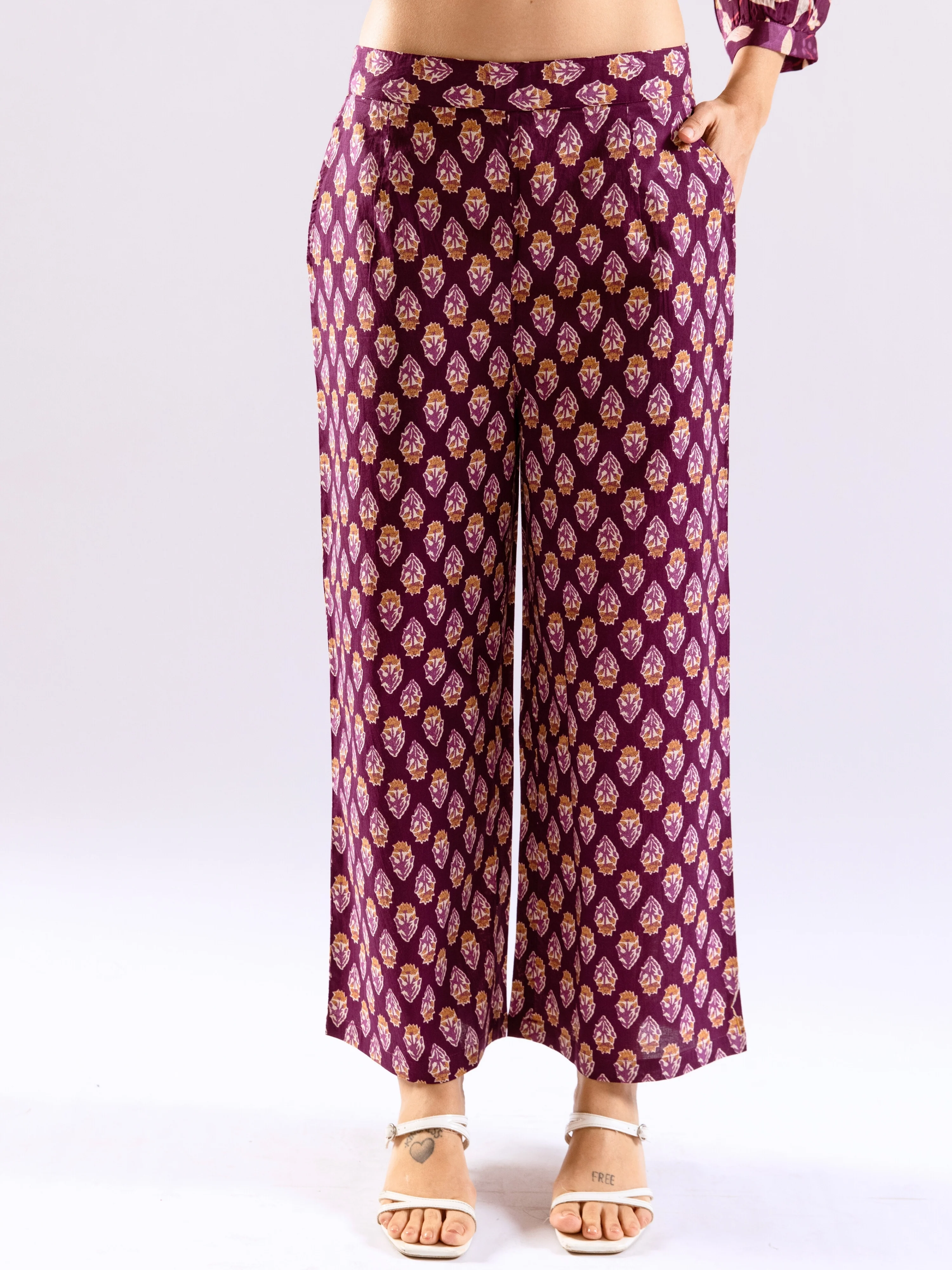 Purple Haze Petal Pure Cotton Back Pleated Co-ord set - Image 7