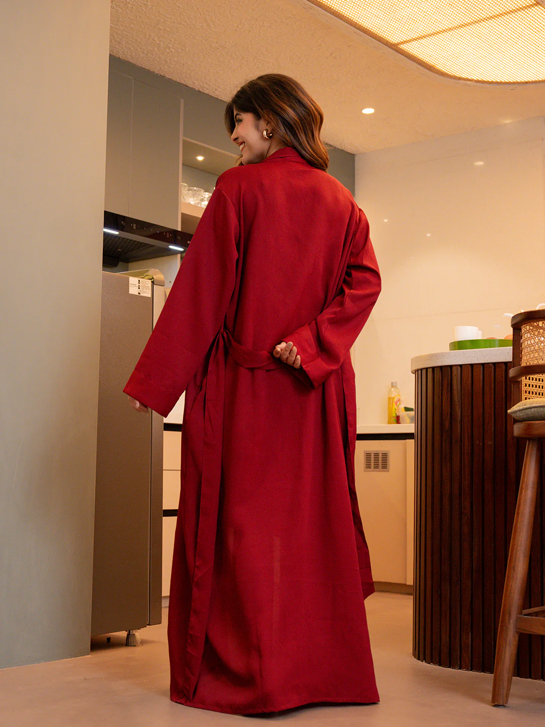 Raspberry Red Soft Crepe Robe - Image 3