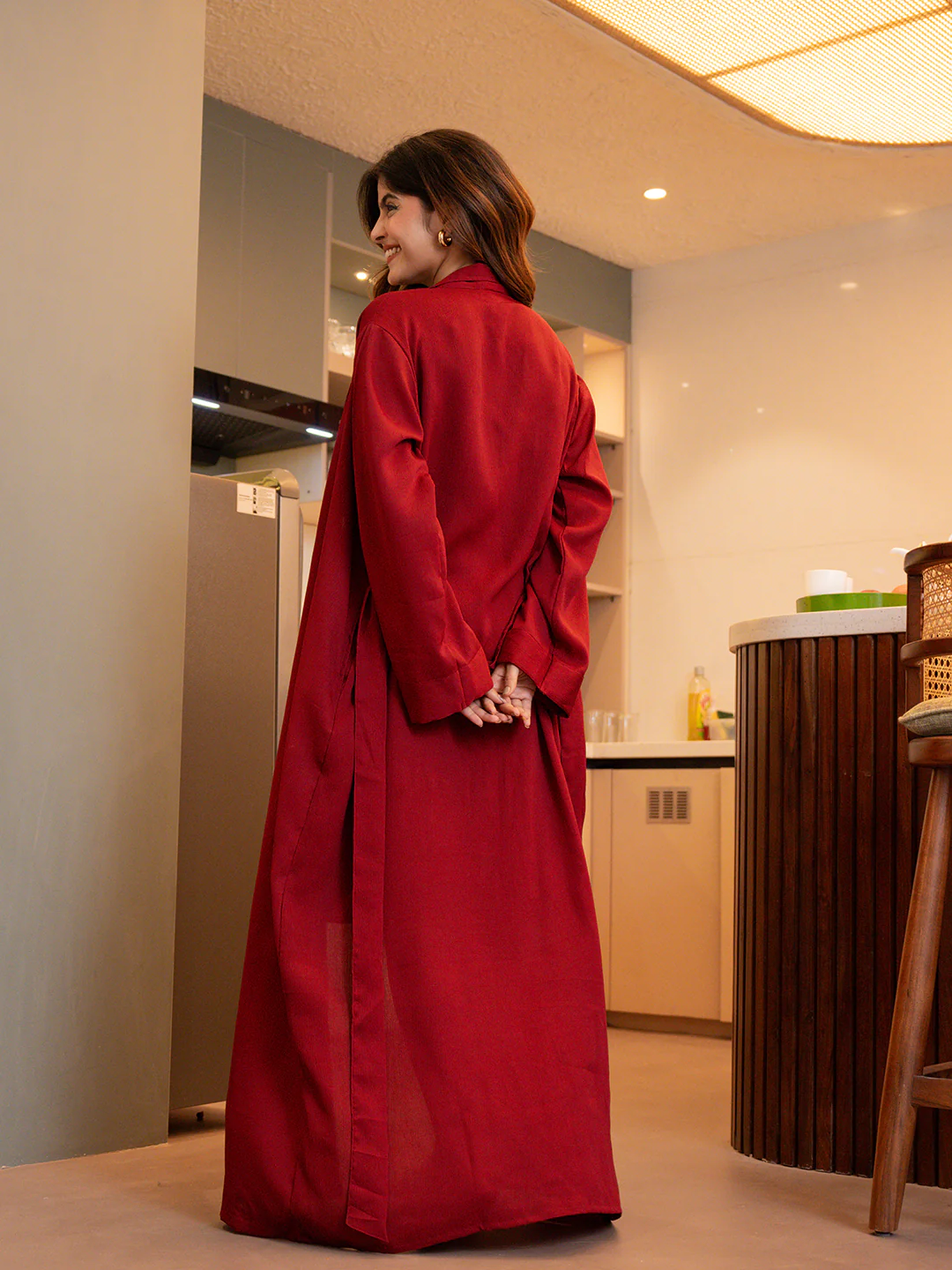 Raspberry Red Soft Crepe Robe - Image 6