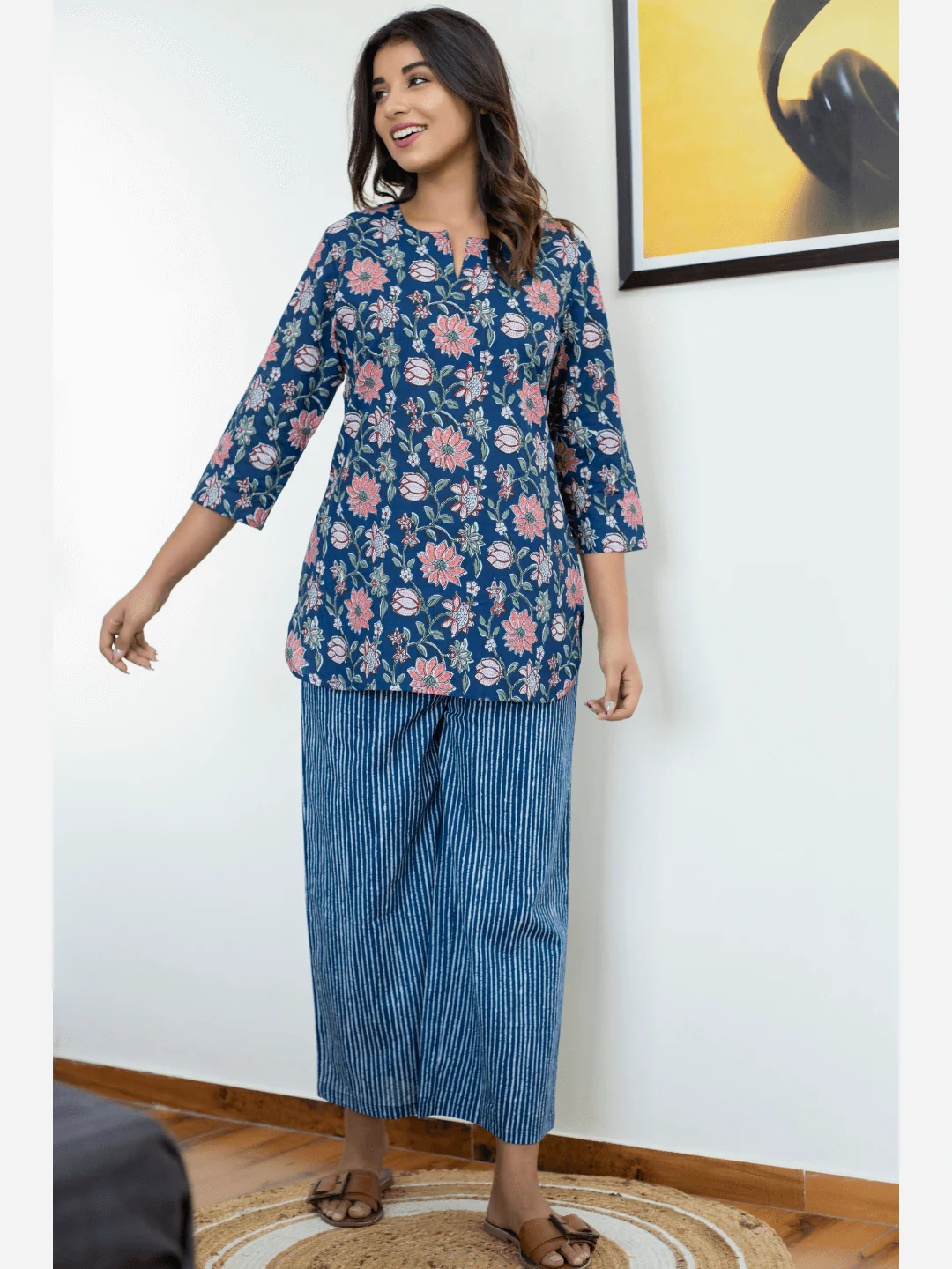 Royal Blue Cotton Loungewear - Image 3