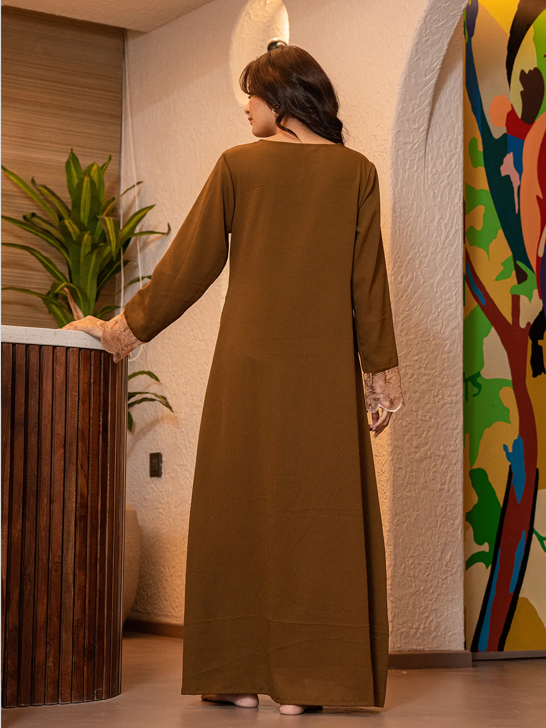 Rust Brown Soft Crepe V-Neck Maxi - Image 5