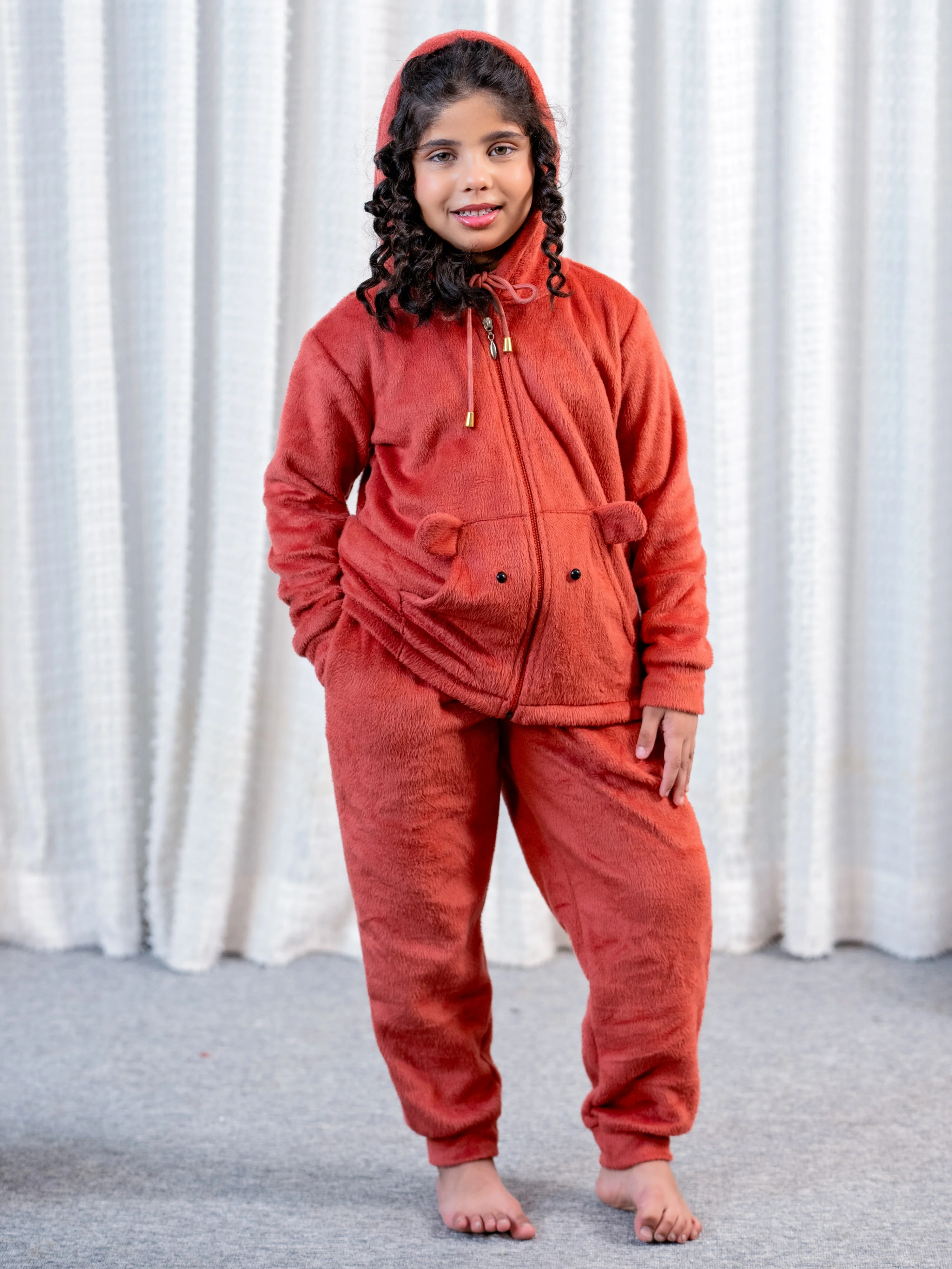 Rust Super Soft Kids Unisex Woollen Hoodie Set - Image 3