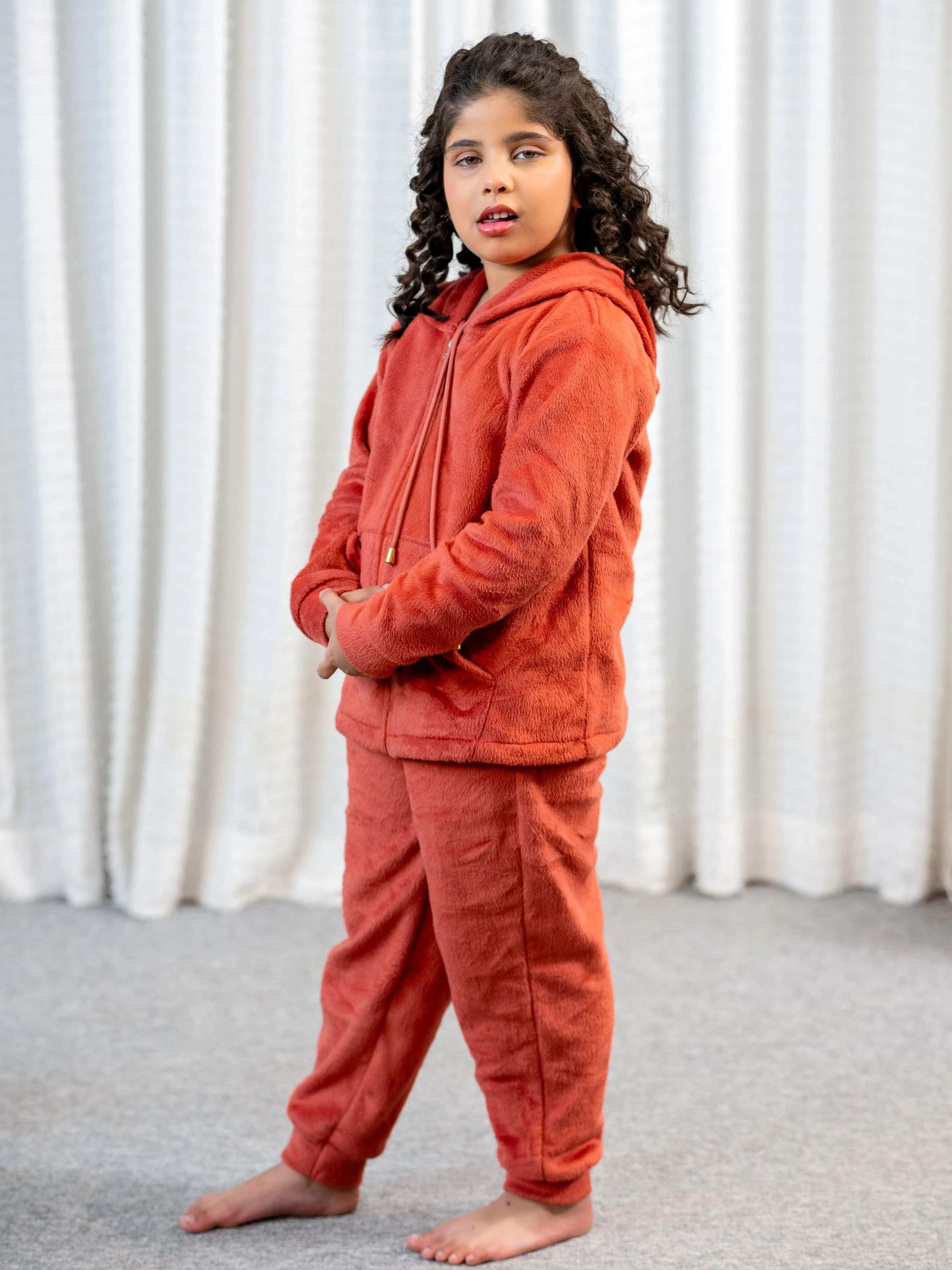 Rust Super Soft Kids Unisex Woollen Hoodie Set - Image 6