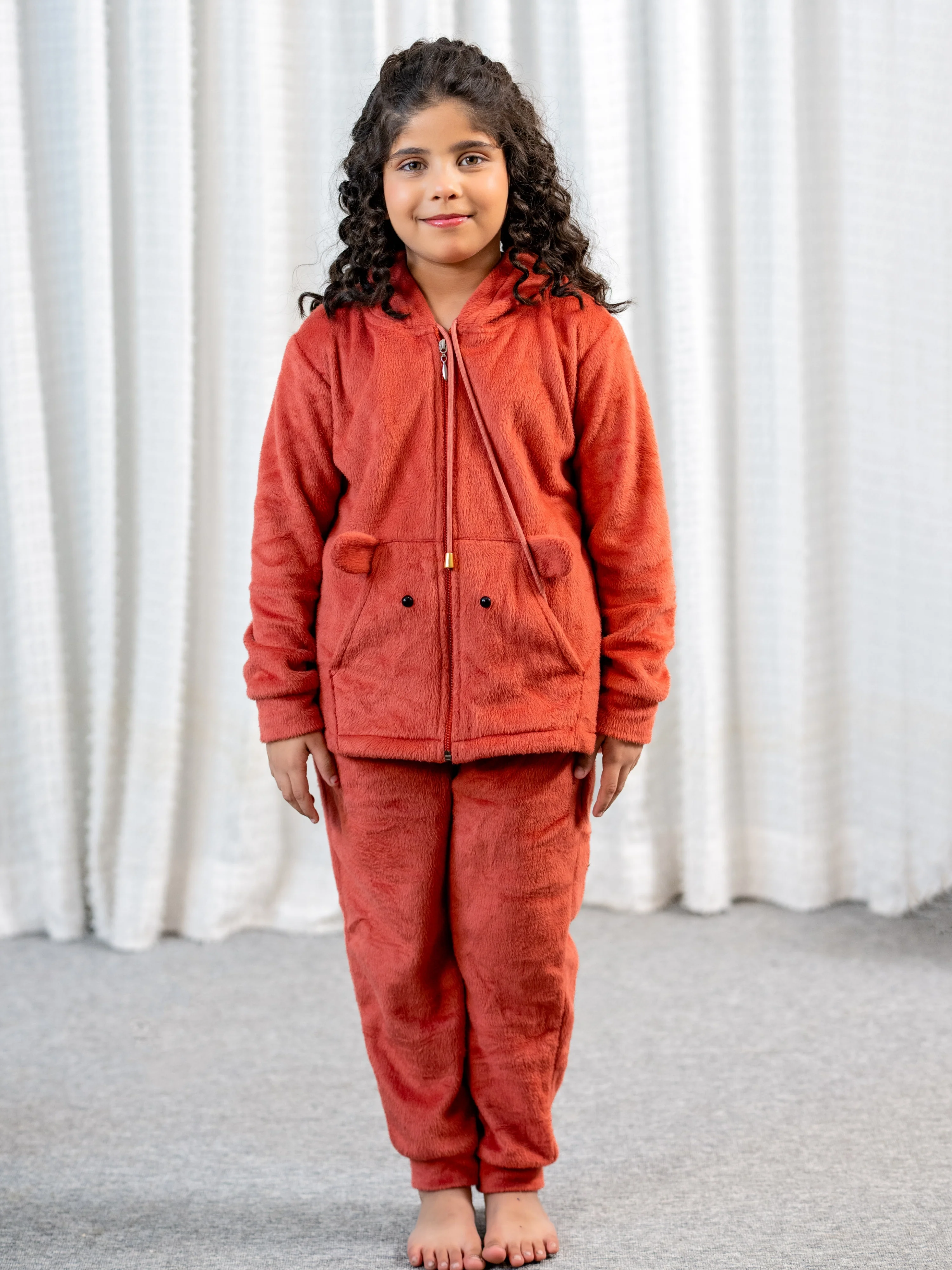 Rust Super Soft Kids Unisex Woollen Hoodie Set - Image 8