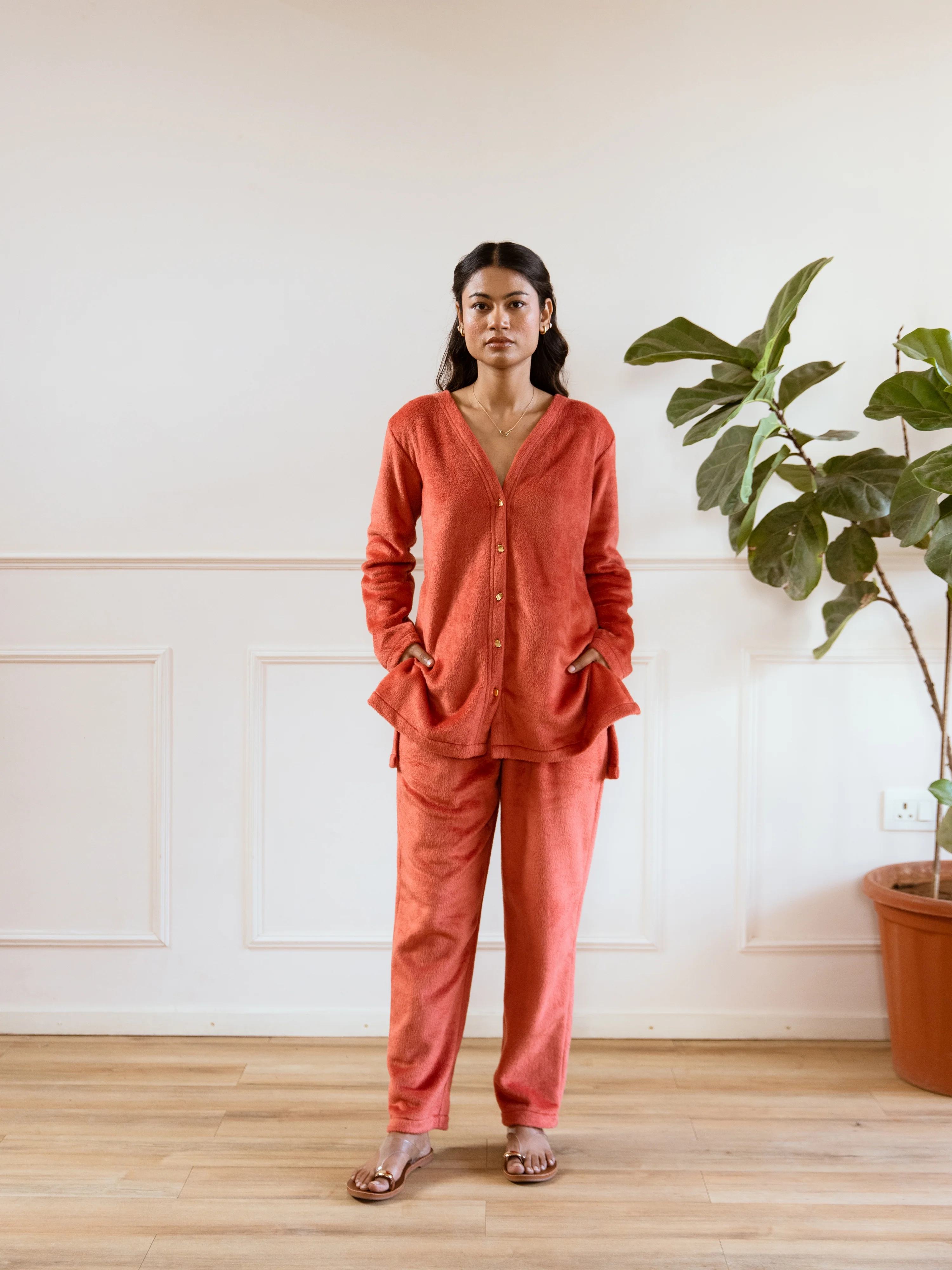 Rust Super Soft Woollen Cardigan Set - Image 3