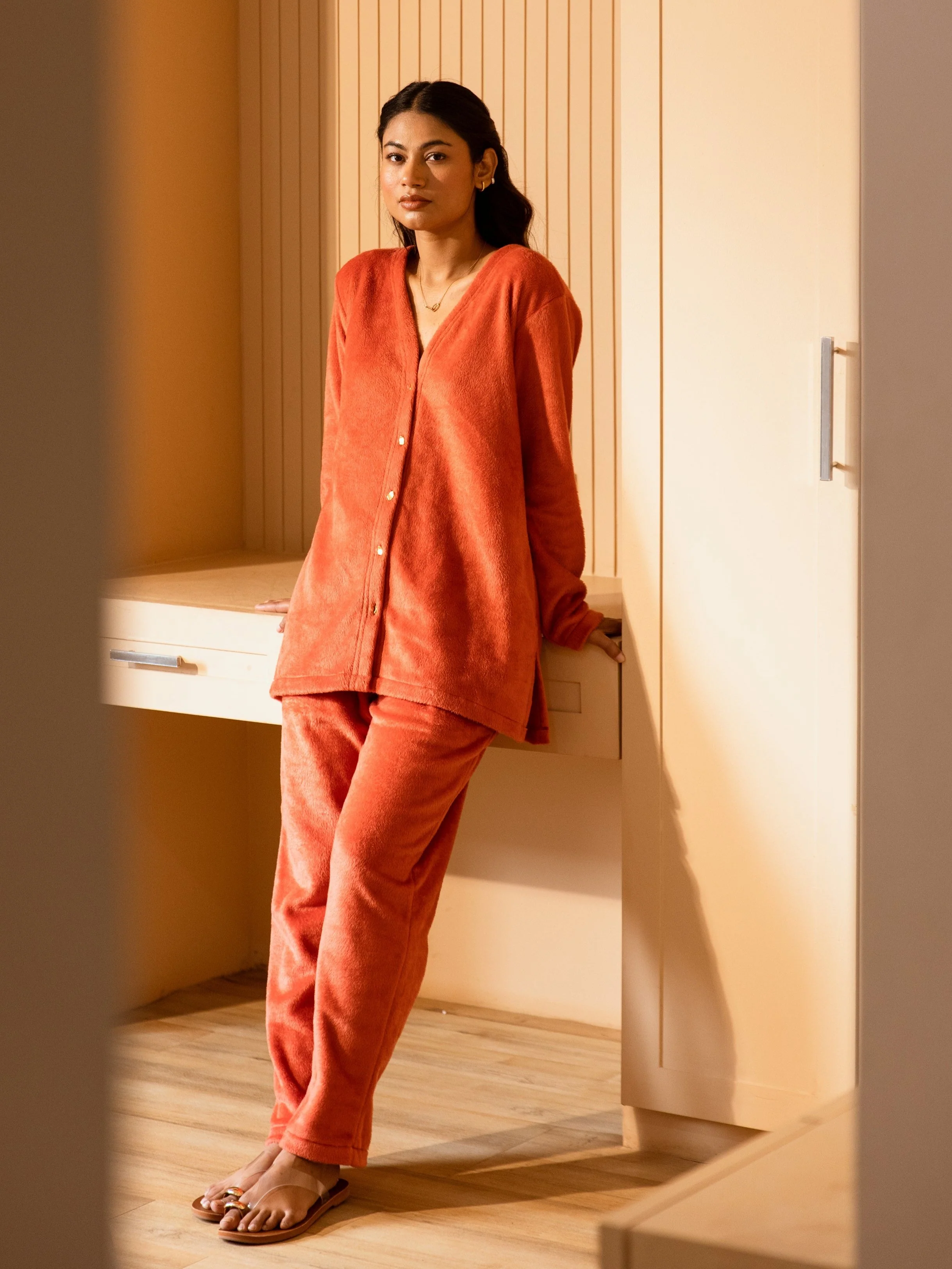 Rust Super Soft Woollen Cardigan Set - Image 7