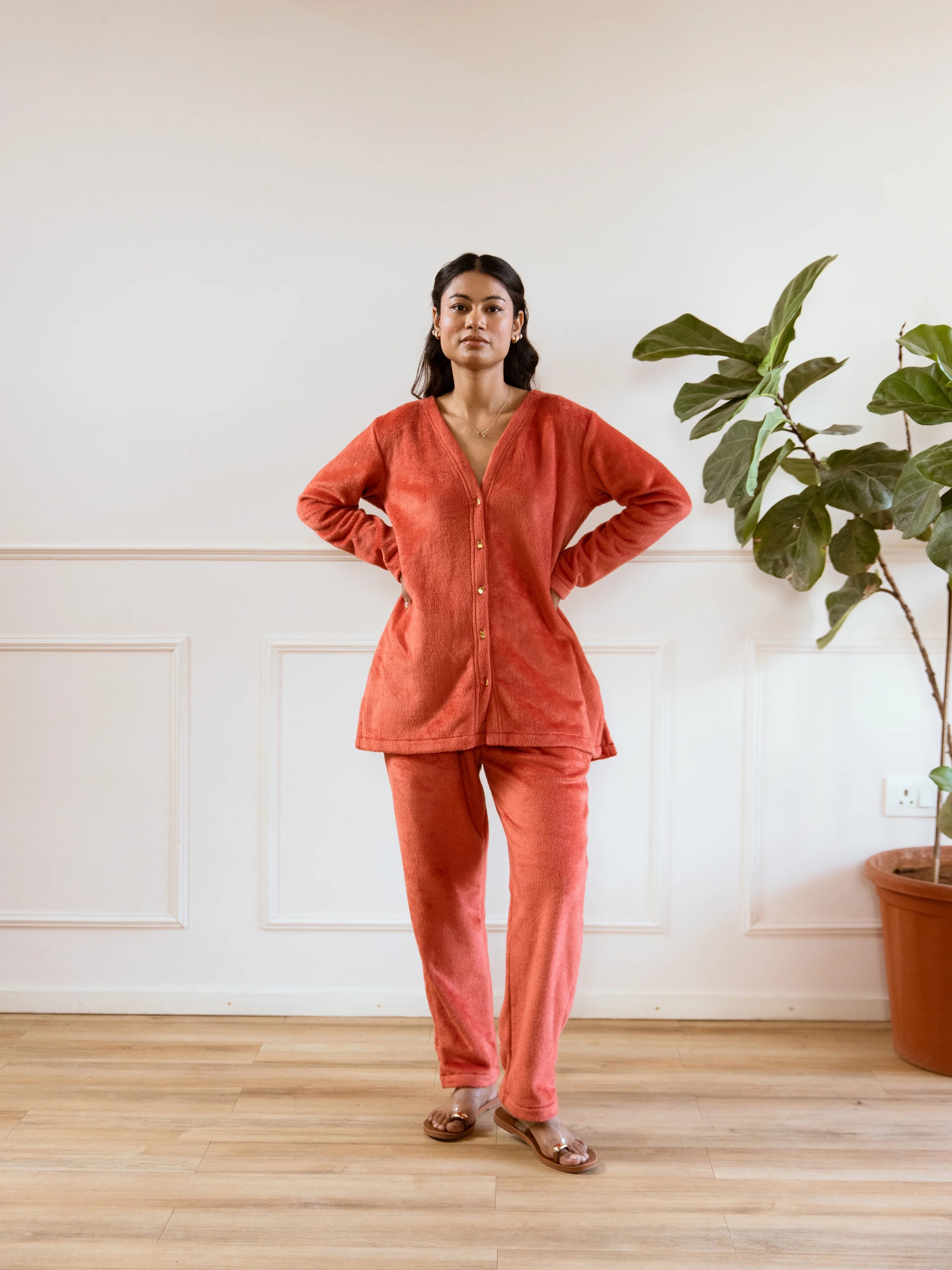 Rust Super Soft Woollen Cardigan Set - Image 8