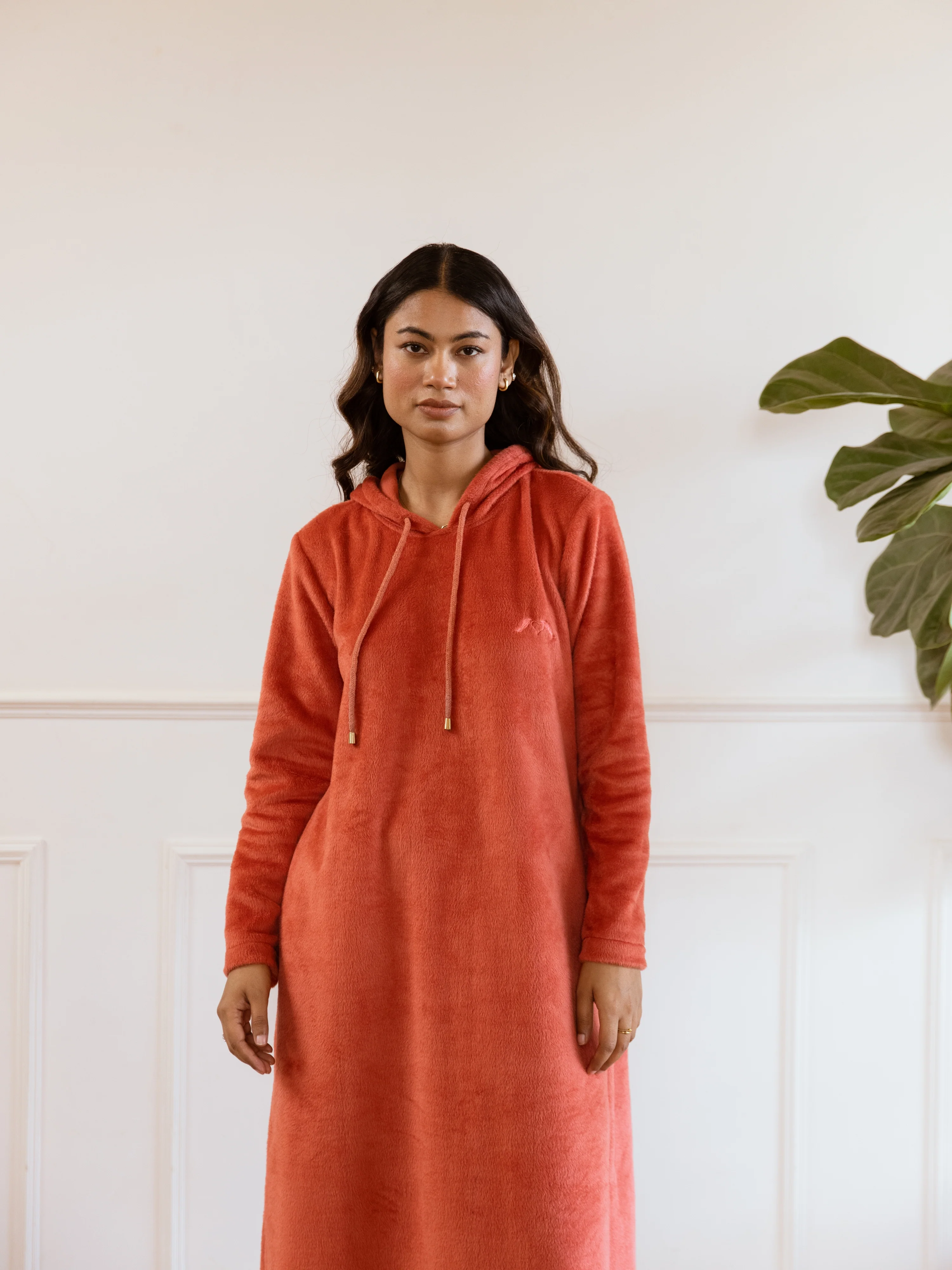 Rust Super Soft Woollen Hoodie Dress - Image 10