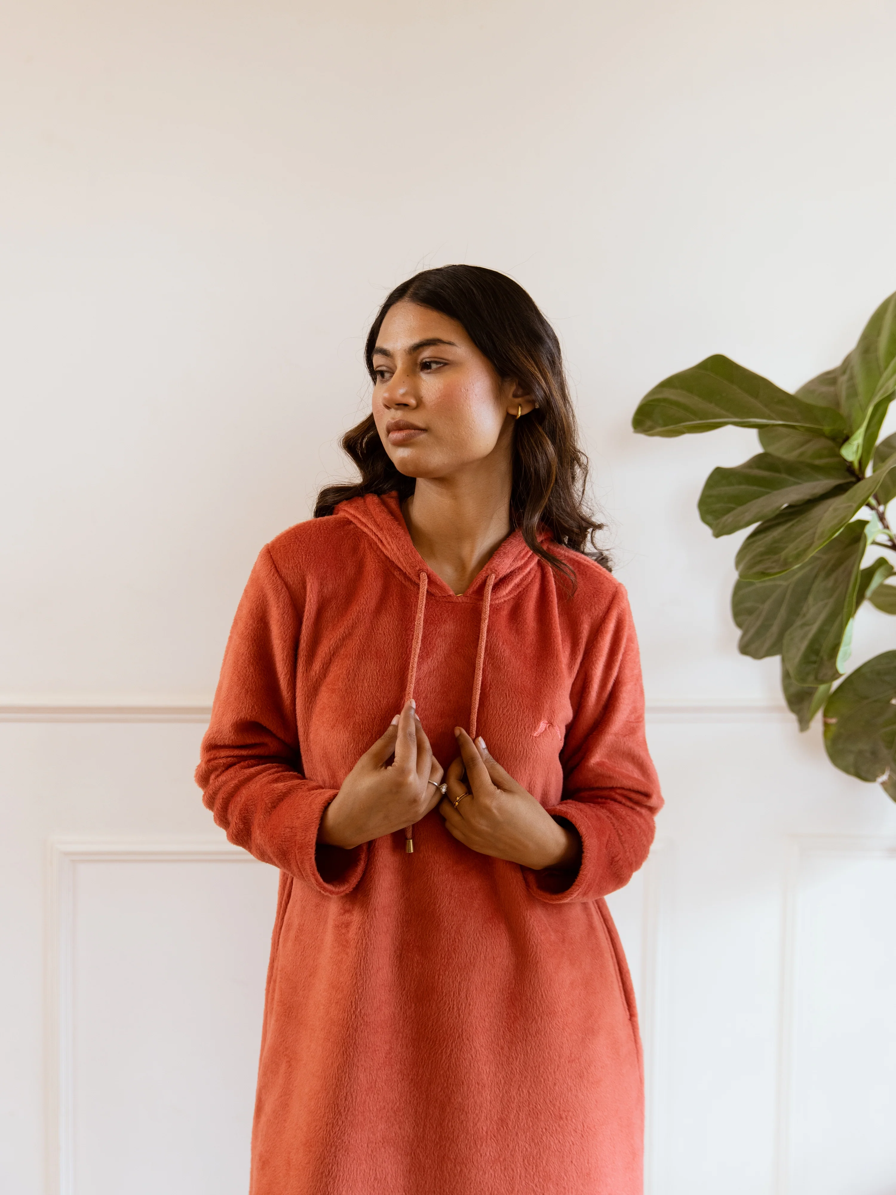 Rust Super Soft Woollen Hoodie Dress - Image 11