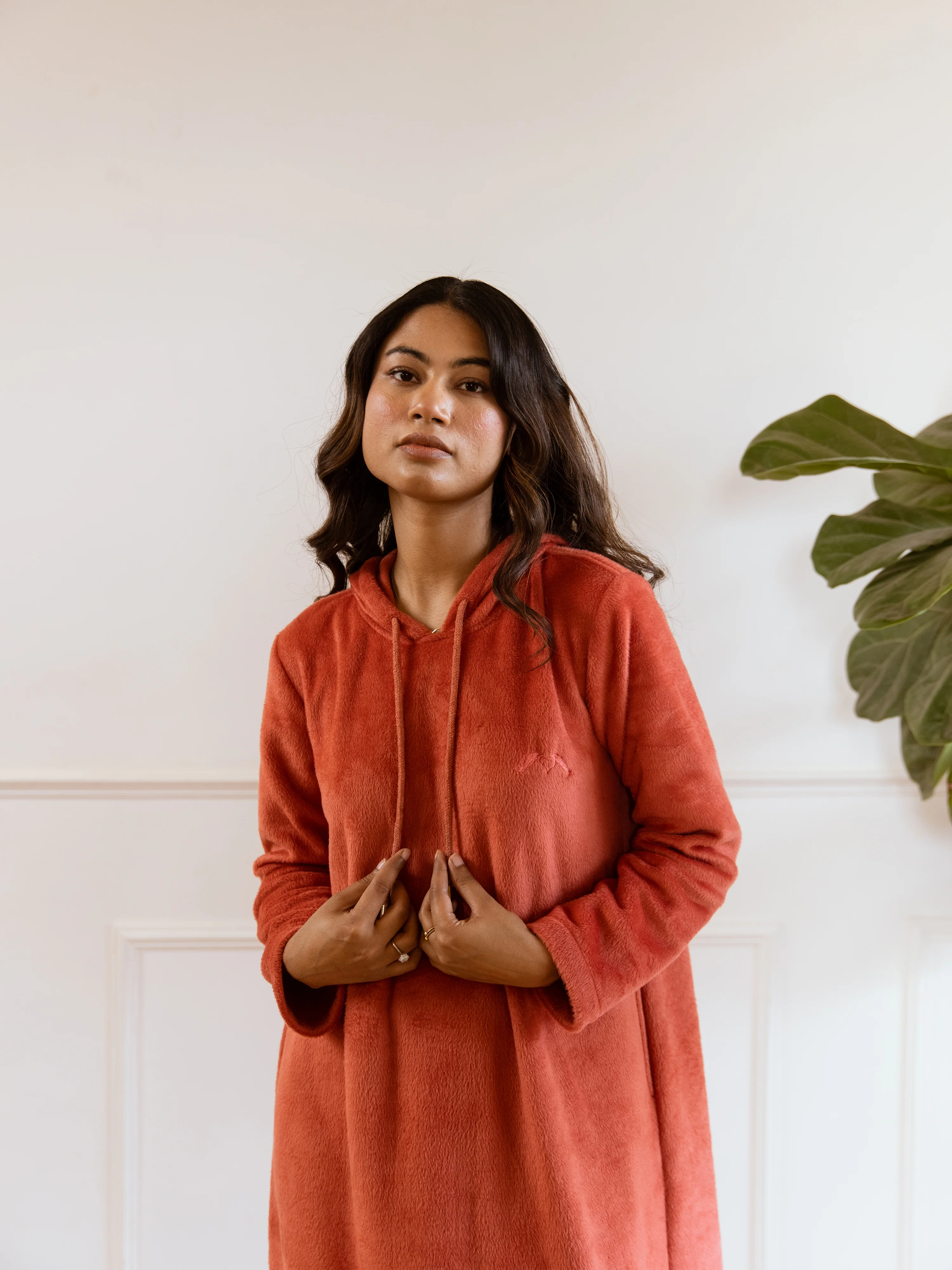 Rust Super Soft Woollen Hoodie Dress - Image 12