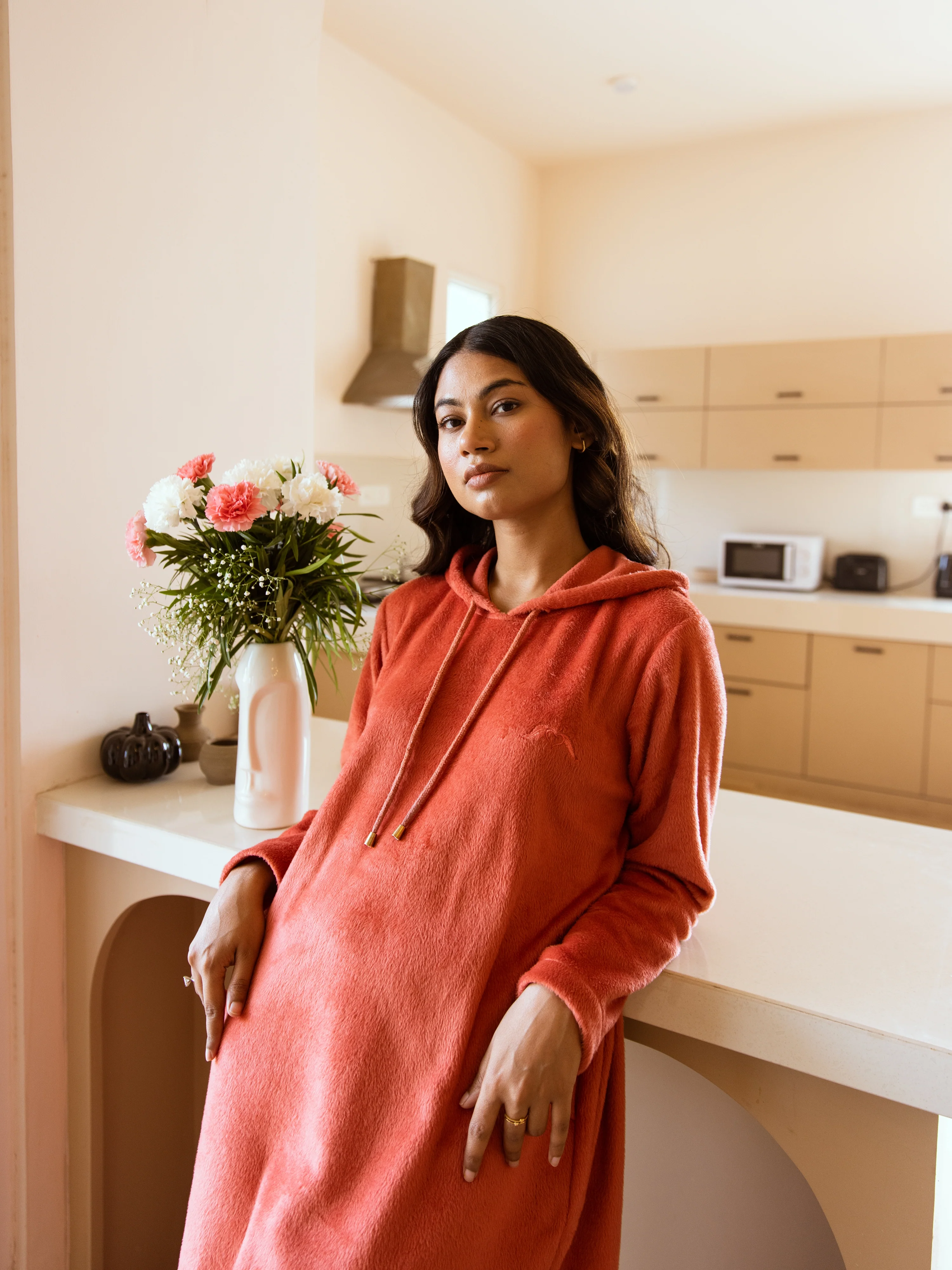 Rust Super Soft Woollen Hoodie Dress - Image 13