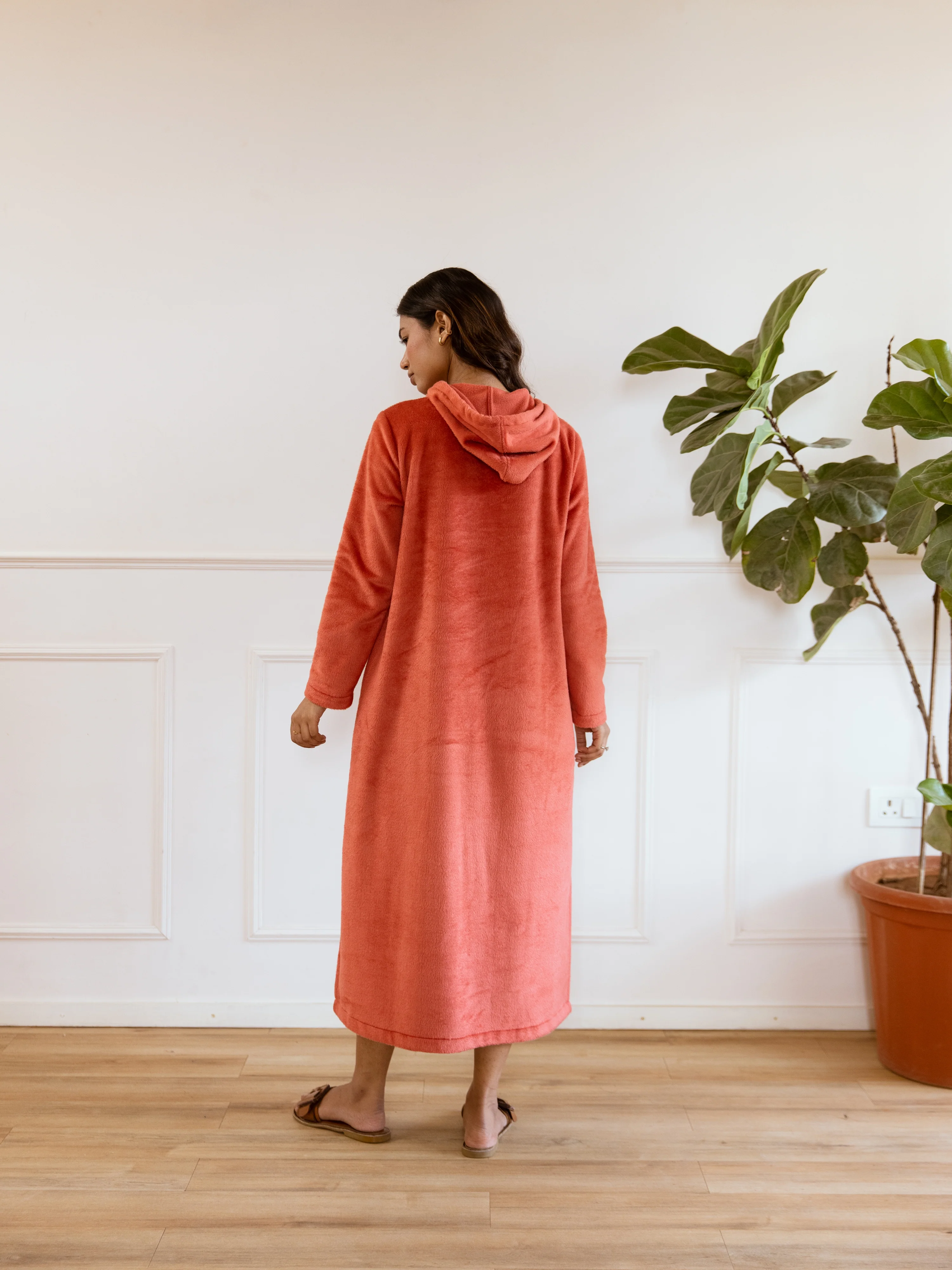 Rust Super Soft Woollen Hoodie Dress - Image 5