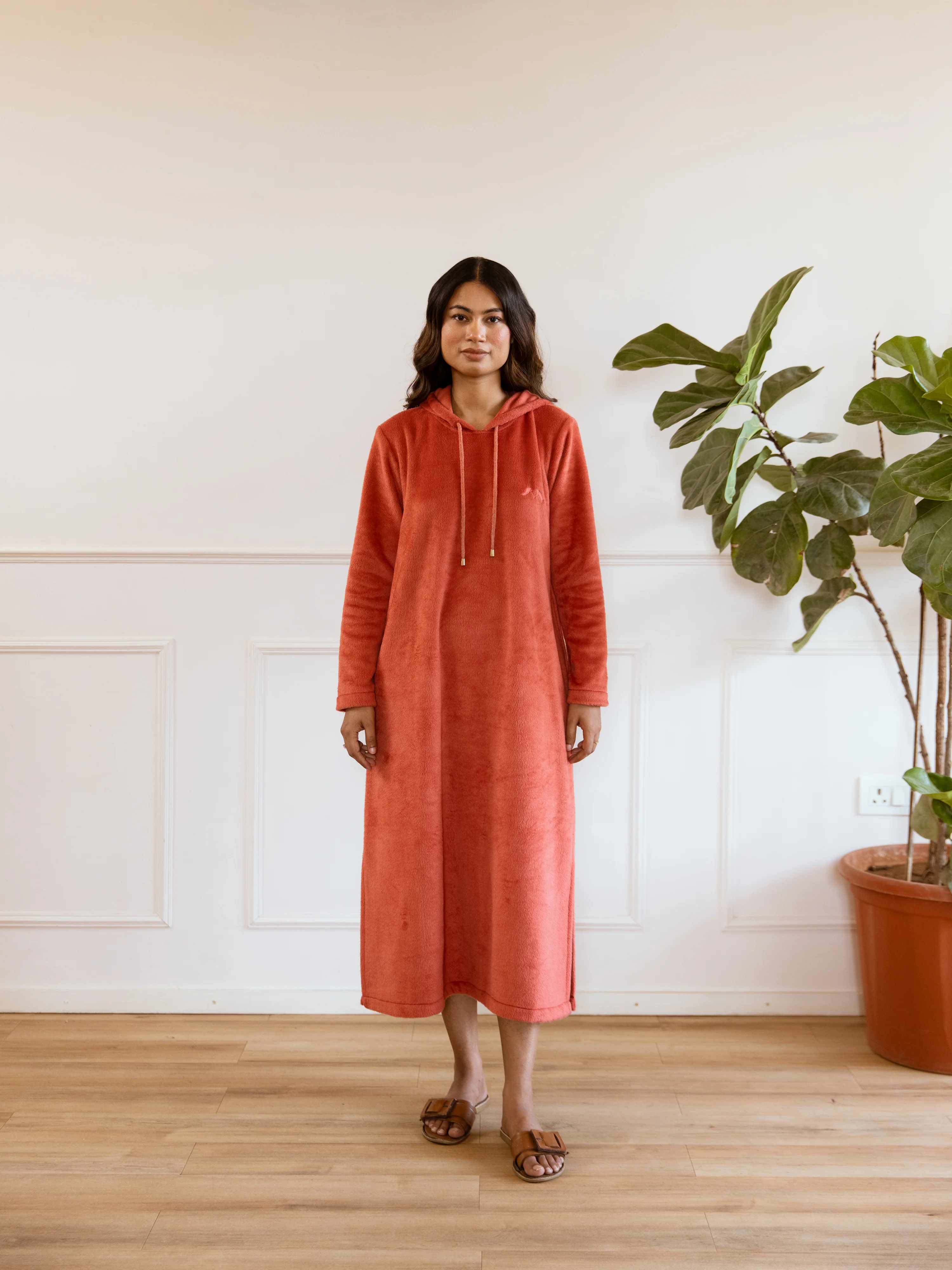 Rust Super Soft Woollen Hoodie Dress - Image 6