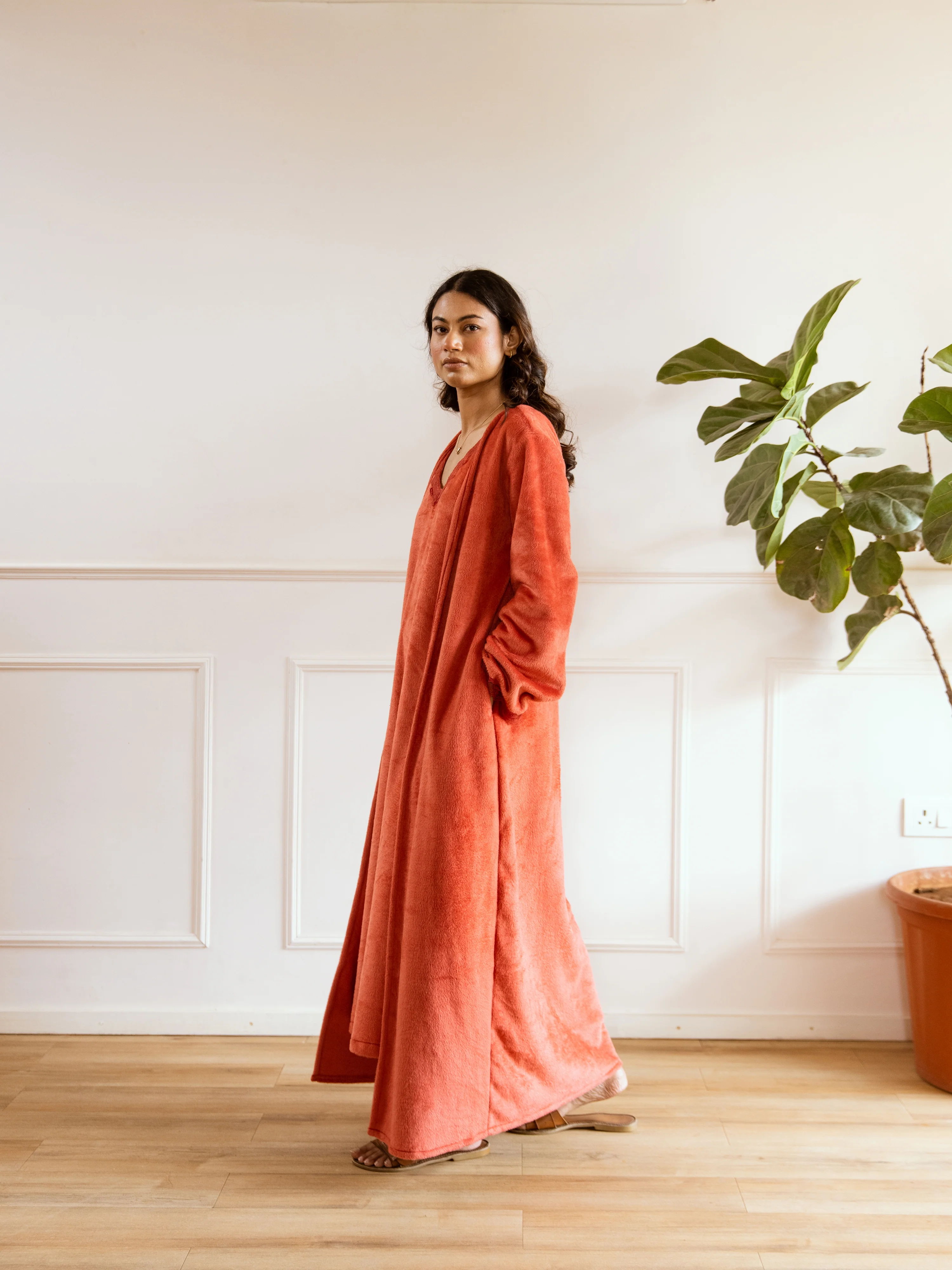 Rust Super Soft Woollen Maxi & Shrug Set - Image 13