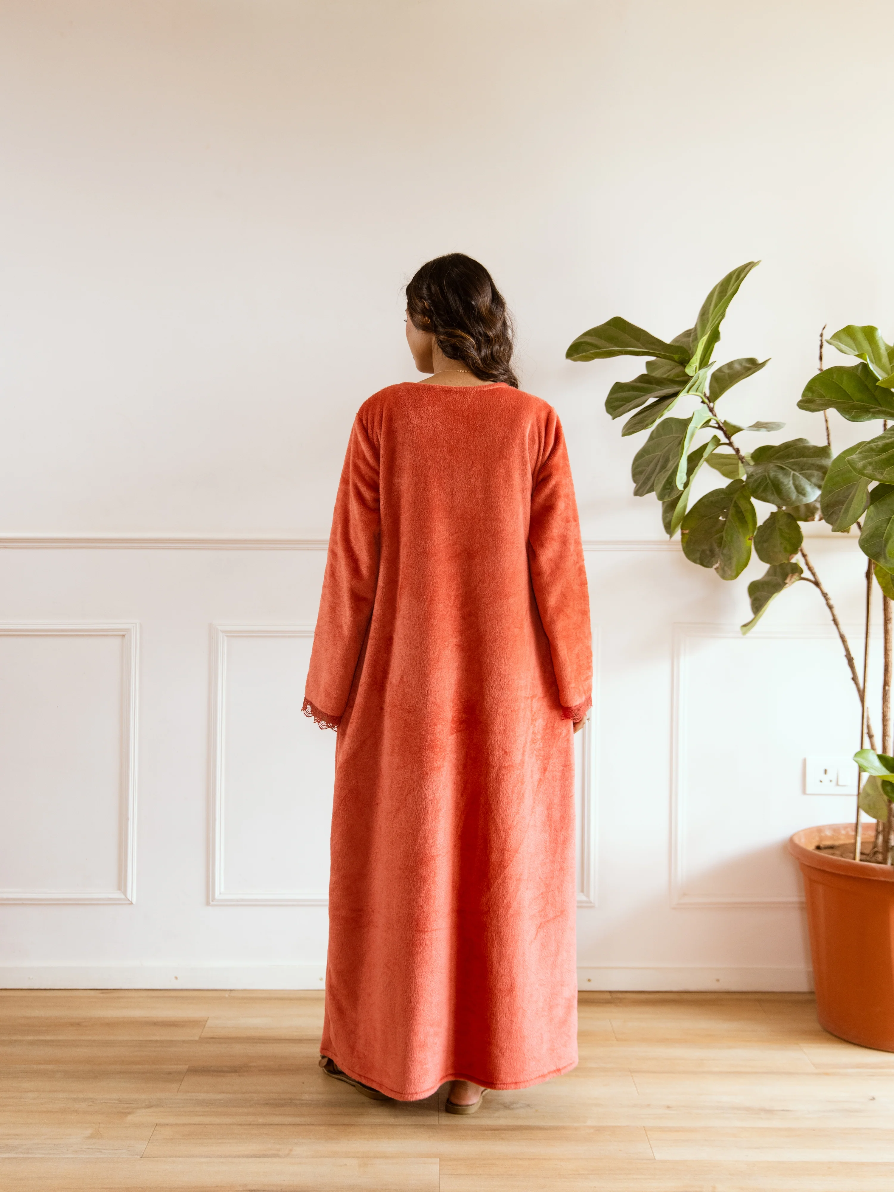 Rust Super Soft Woollen Maxi & Shrug Set - Image 14
