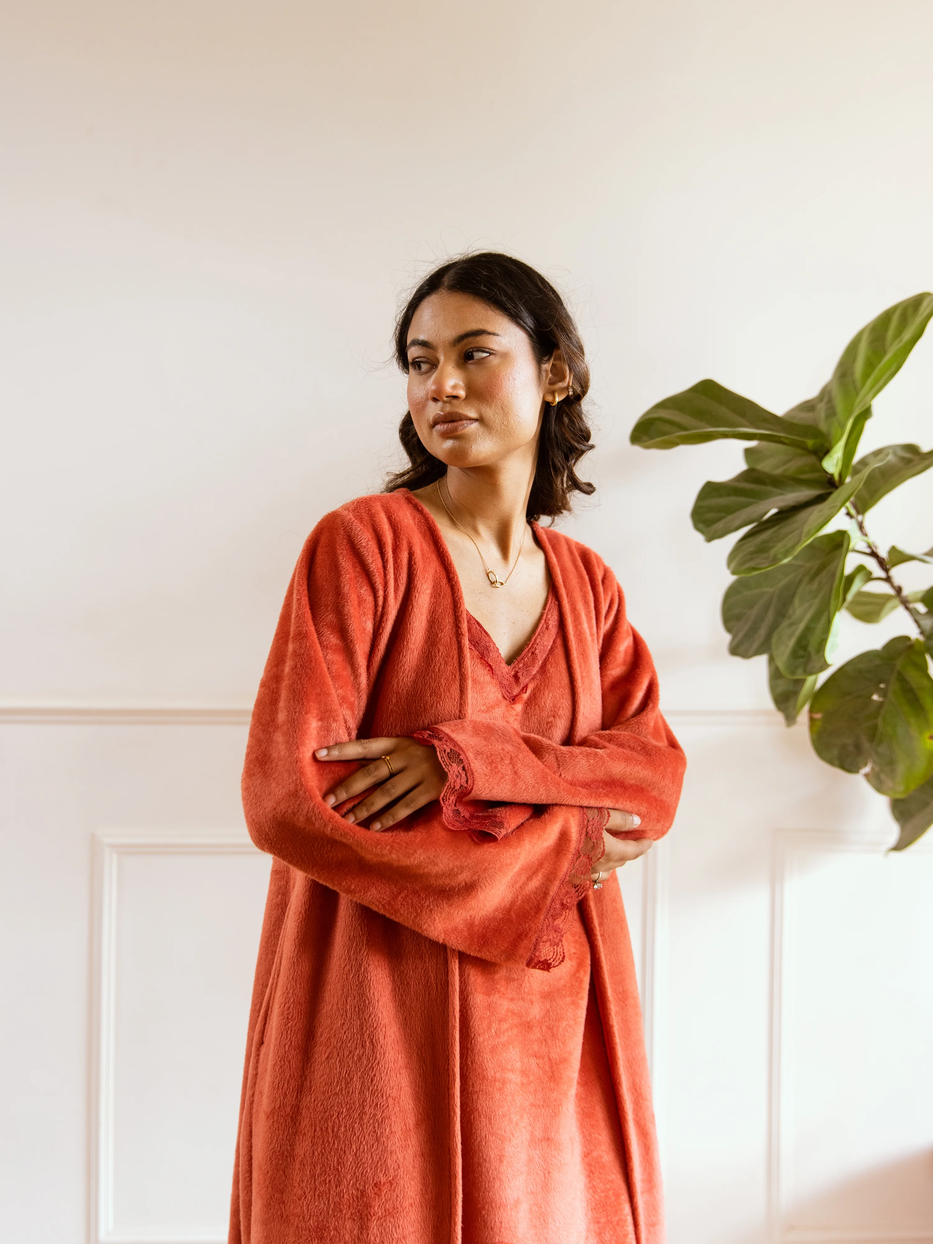 Rust Super Soft Woollen Maxi & Shrug Set - Image 15