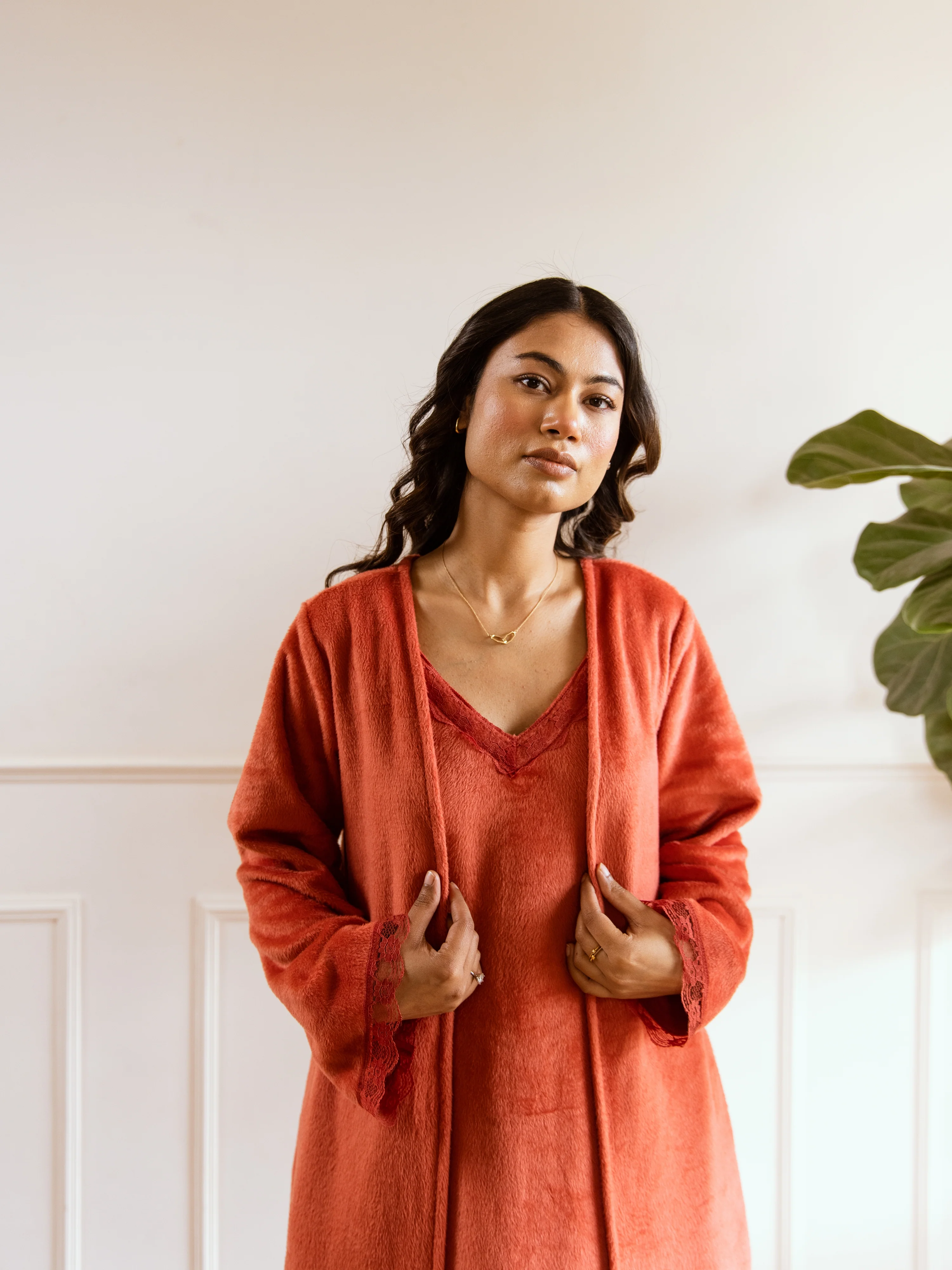Rust Super Soft Woollen Maxi & Shrug Set - Image 17