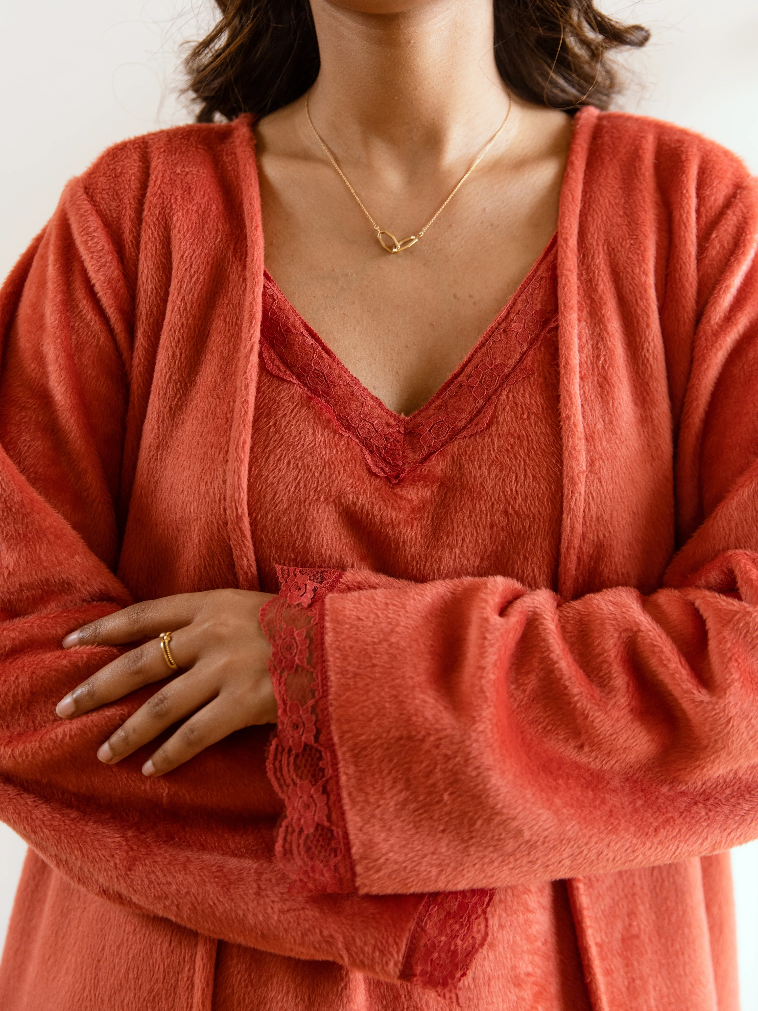 Rust Super Soft Woollen Maxi & Shrug Set - Image 3