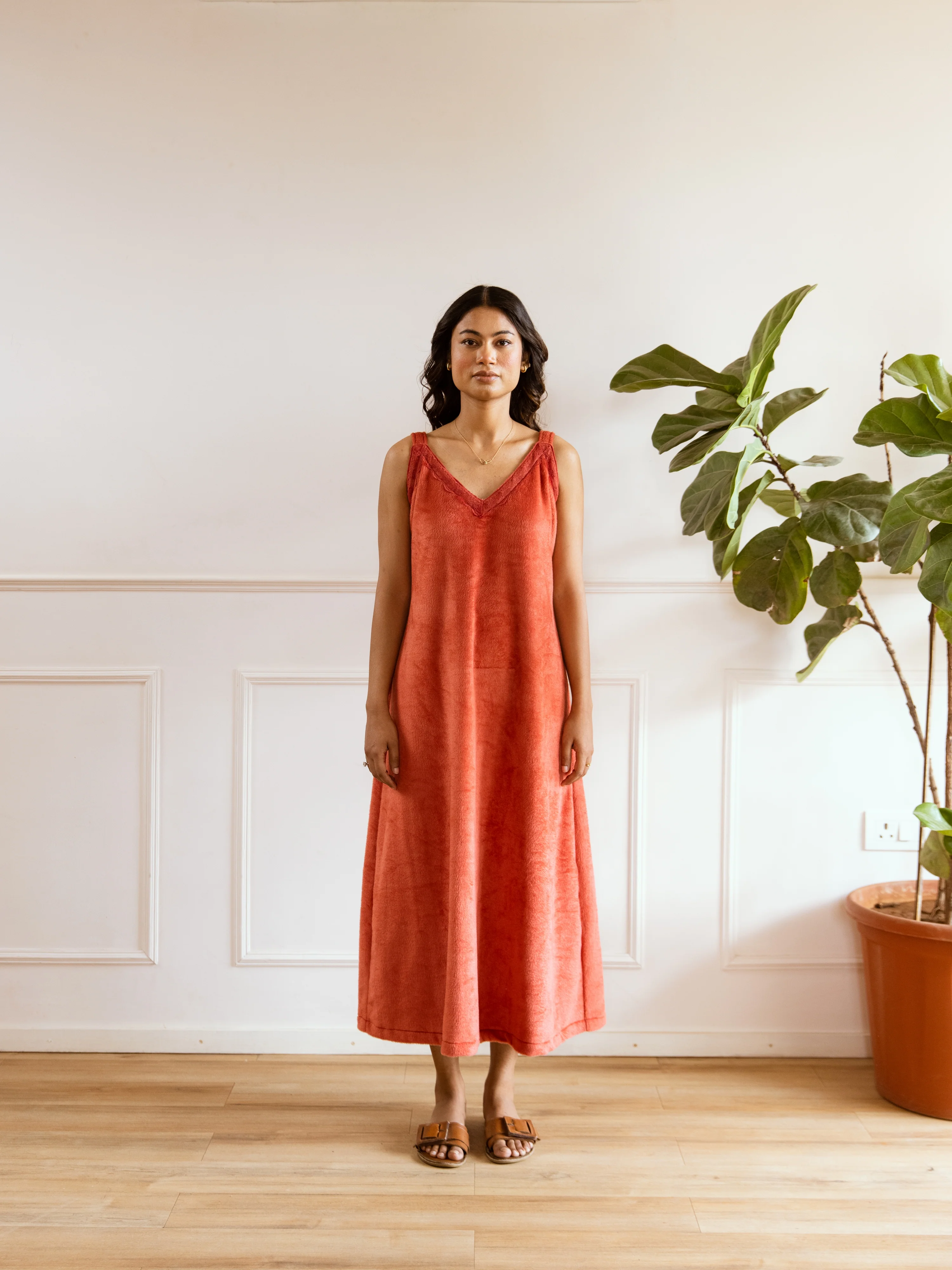 Rust Super Soft Woollen Maxi & Shrug Set - Image 4