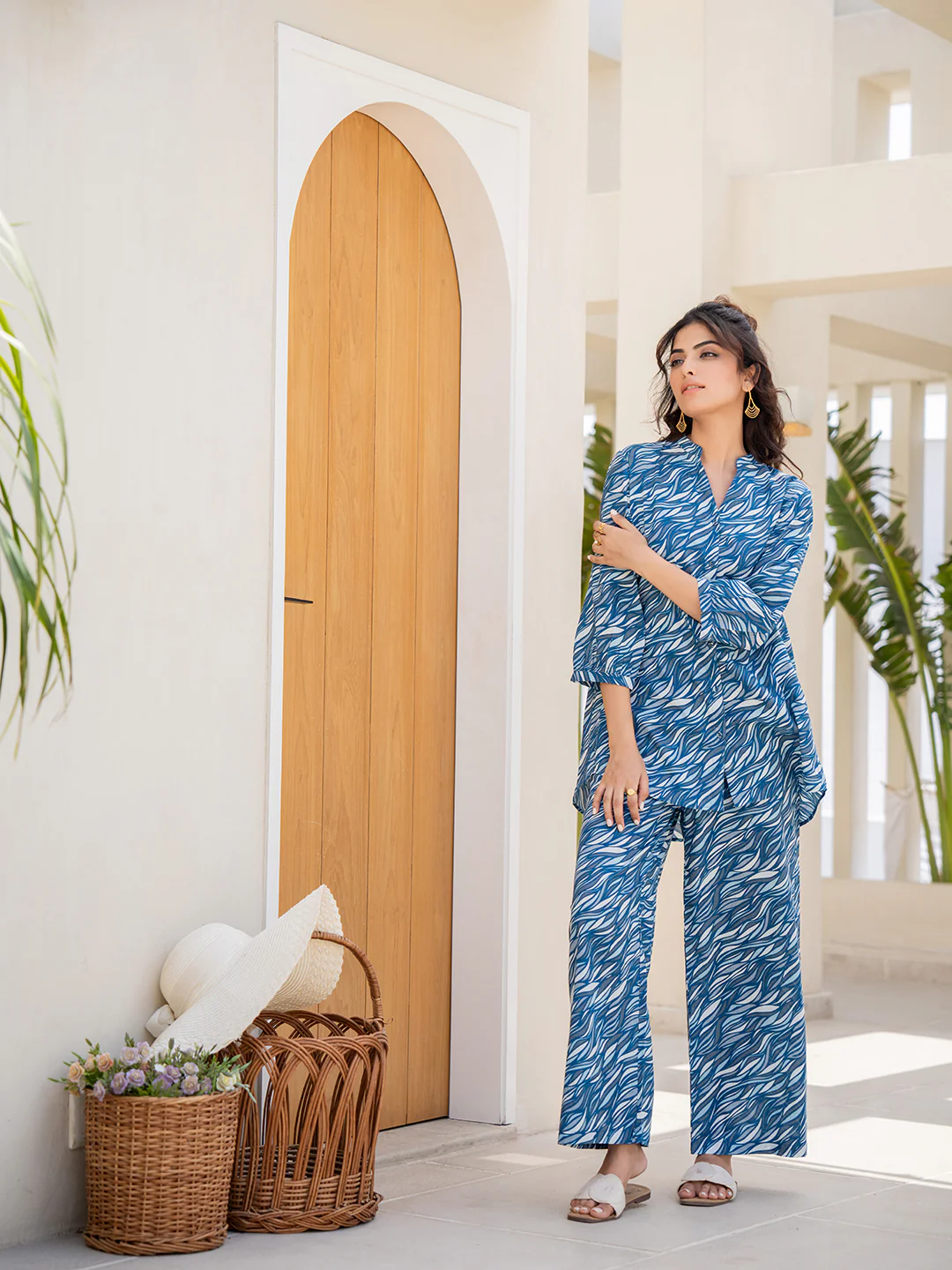 Sapphire Blue Back Pleated Lounge Wear - Image 10