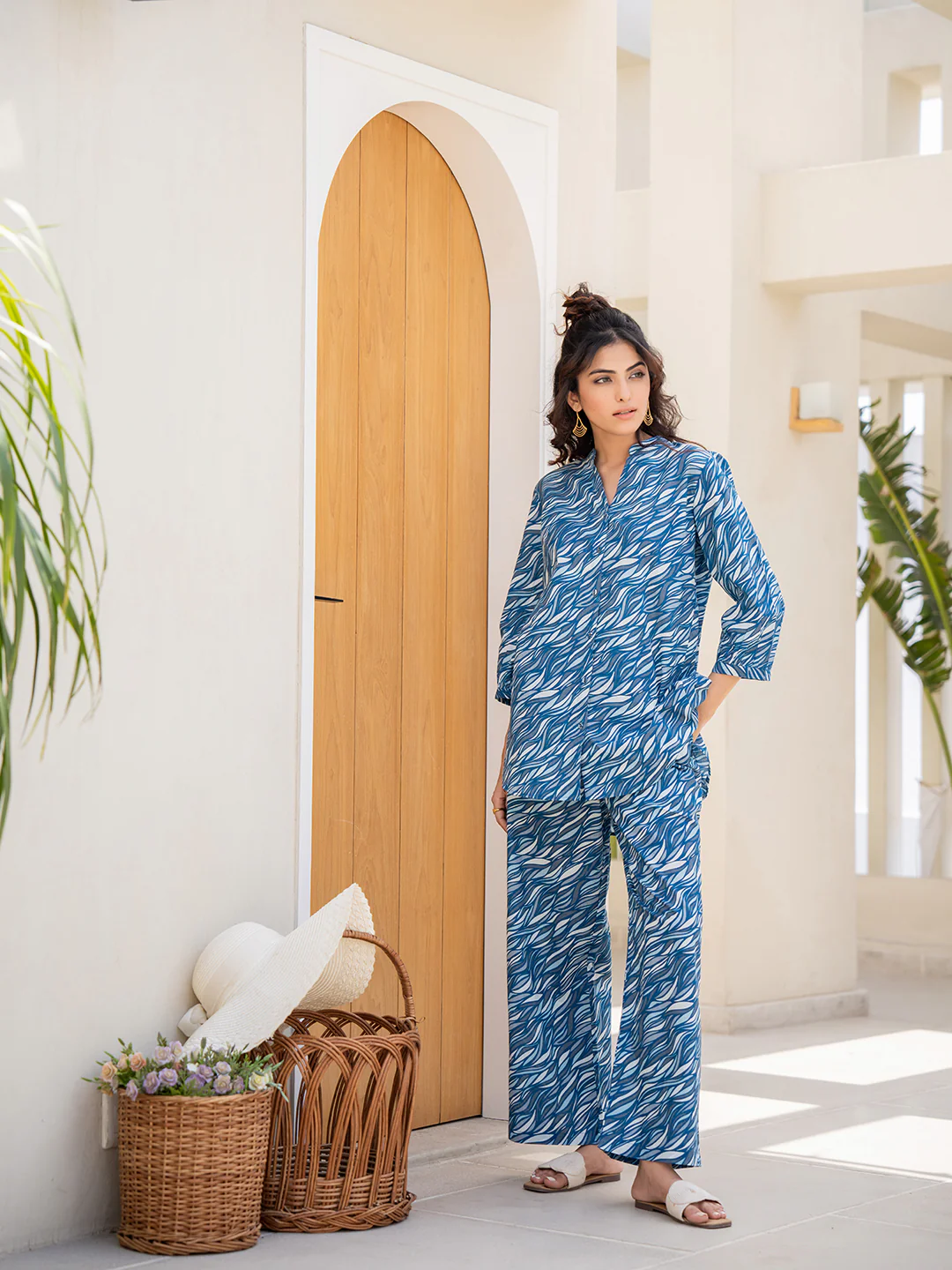 Sapphire Blue Back Pleated Lounge Wear - Image 12