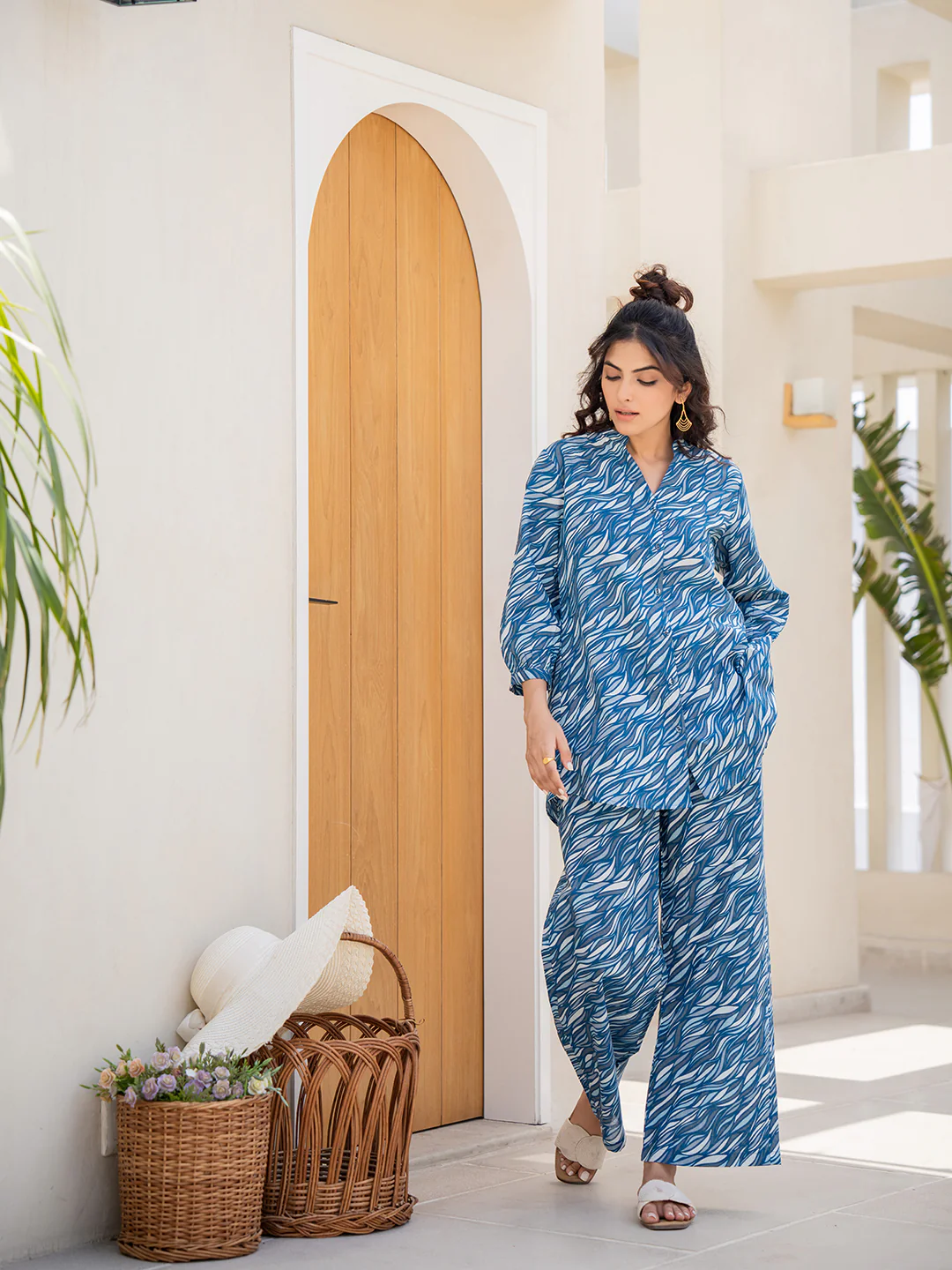 Sapphire Blue Back Pleated Lounge Wear - Image 13