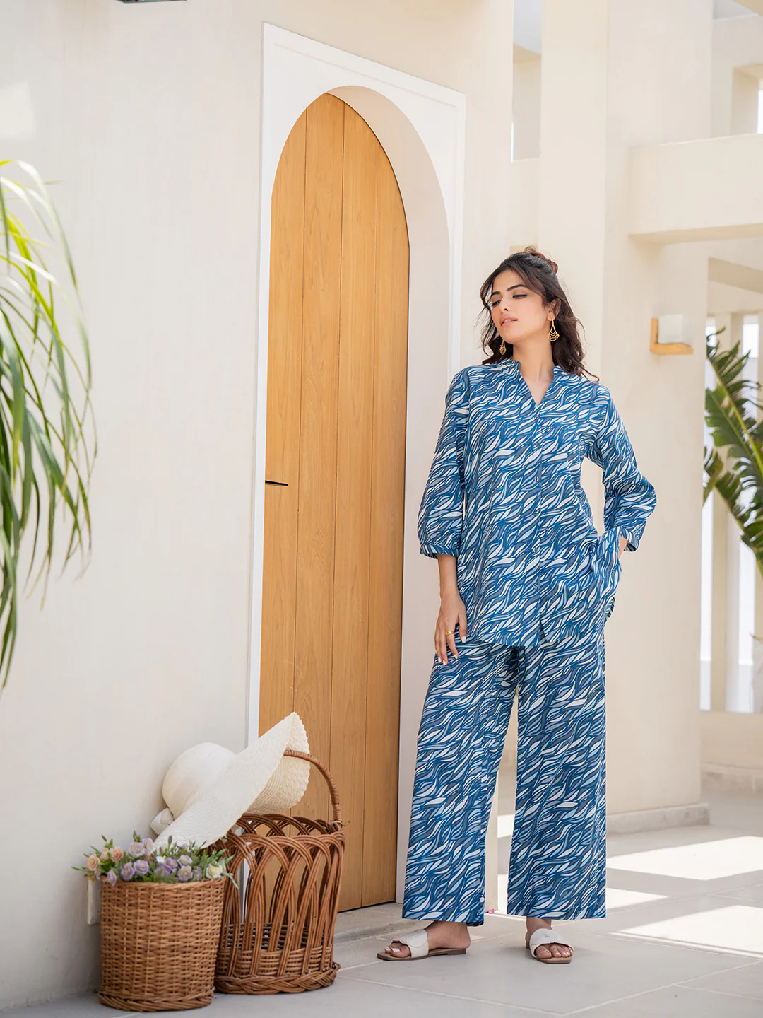 Sapphire Blue Back Pleated Lounge Wear - Image 14