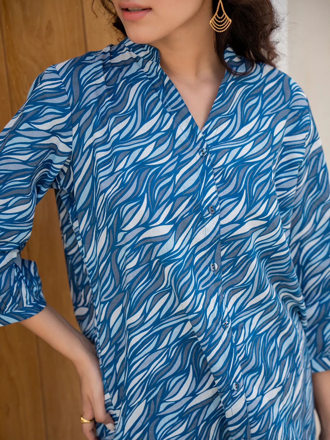 Sapphire Blue Back Pleated Lounge Wear - Image 17