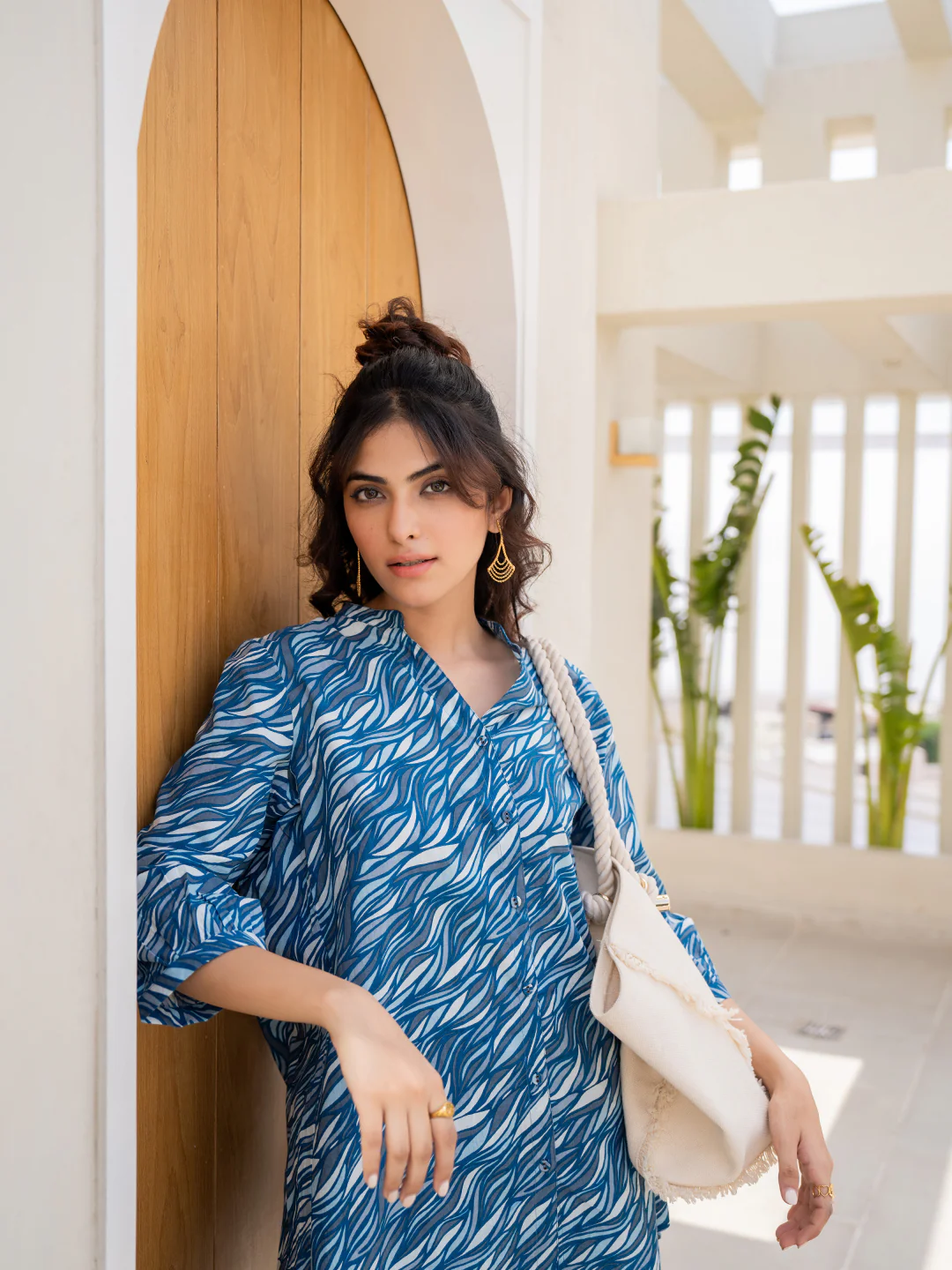 Sapphire Blue Back Pleated Lounge Wear - Image 18