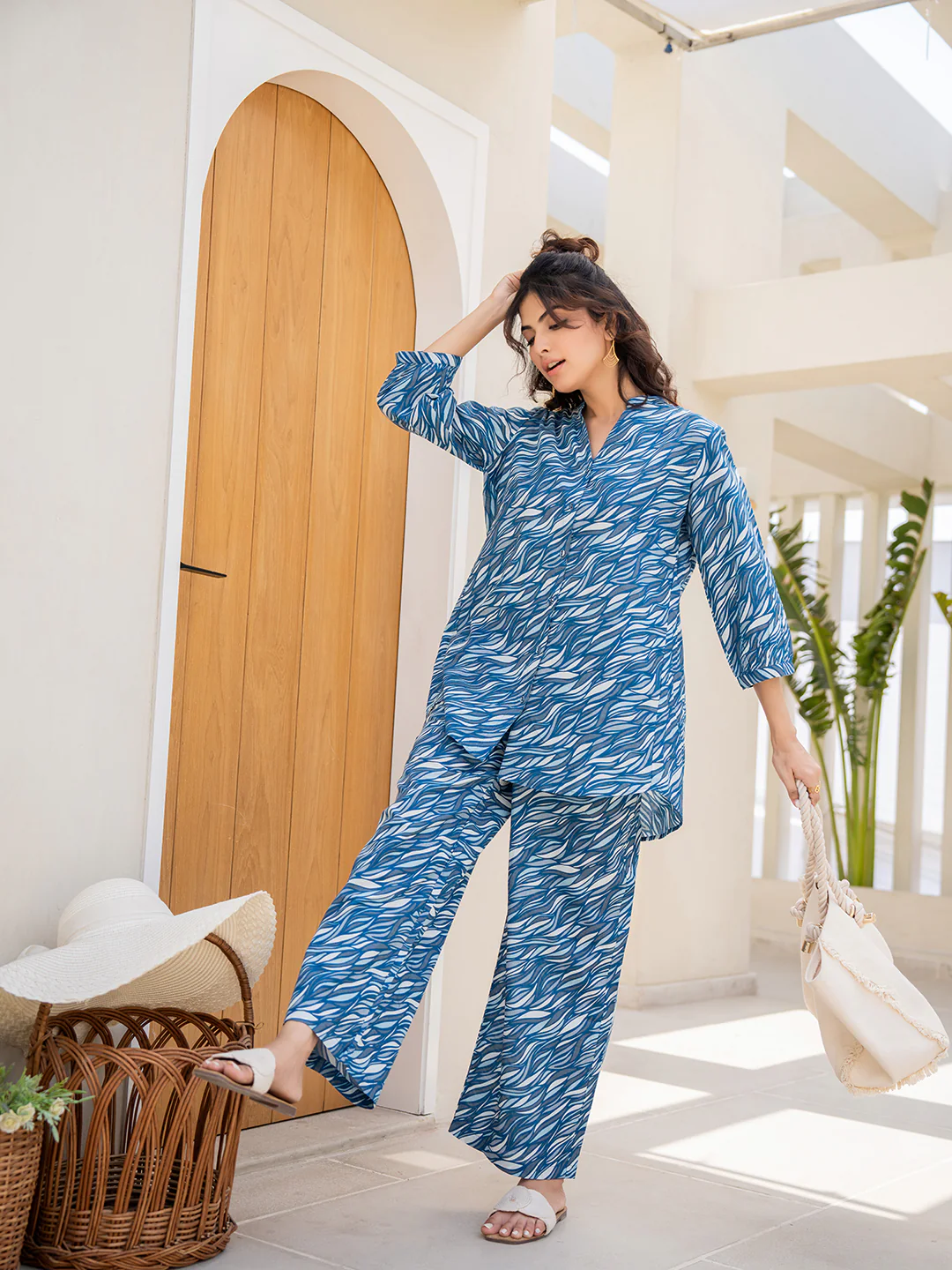 Sapphire Blue Back Pleated Lounge Wear - Image 4