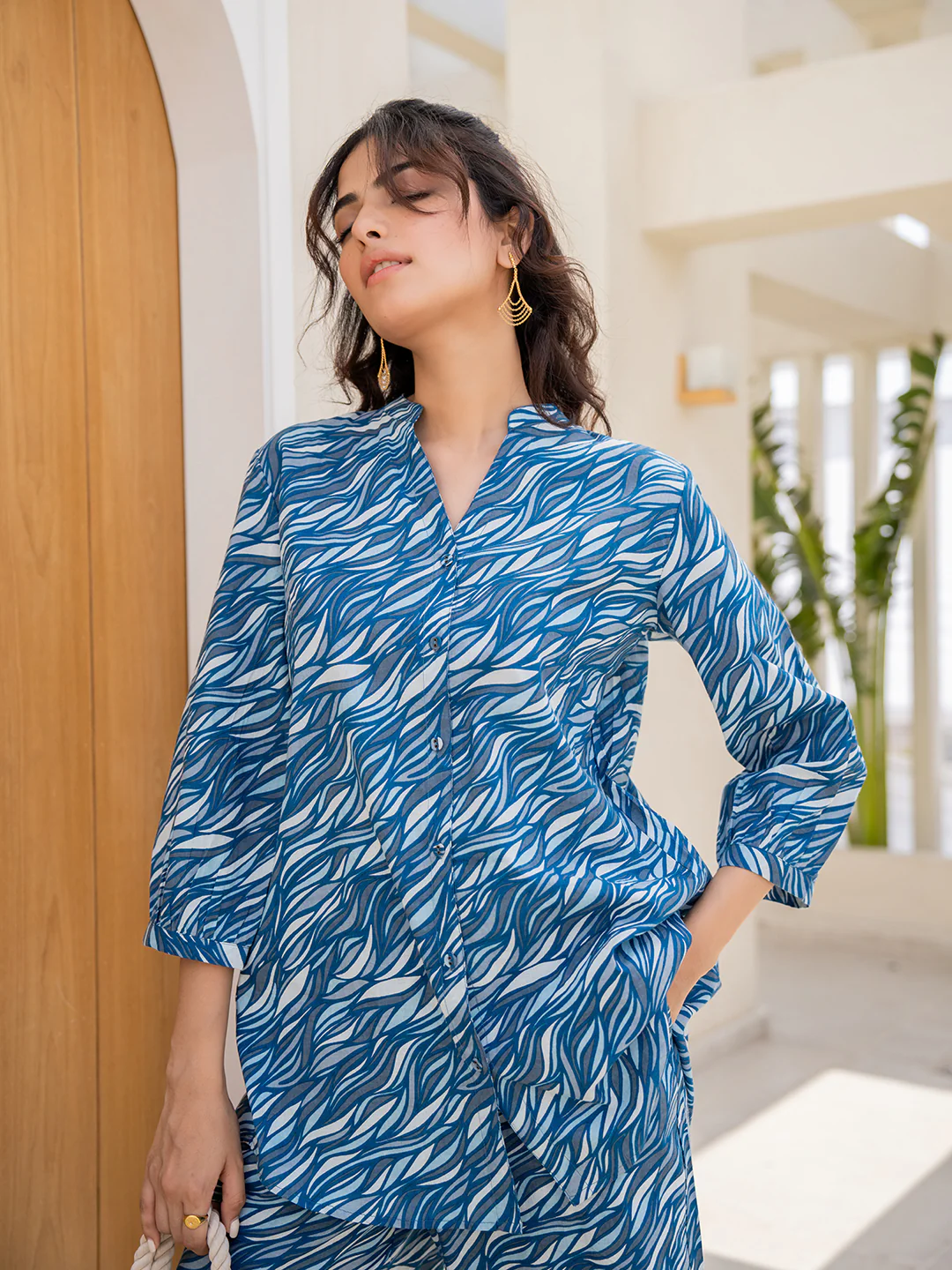 Sapphire Blue Back Pleated Lounge Wear - Image 7