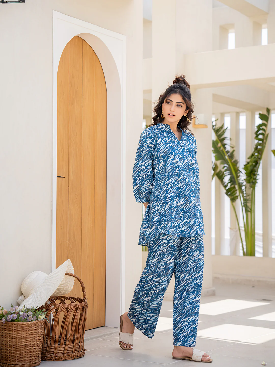 Sapphire Blue Back Pleated Lounge Wear - Image 9