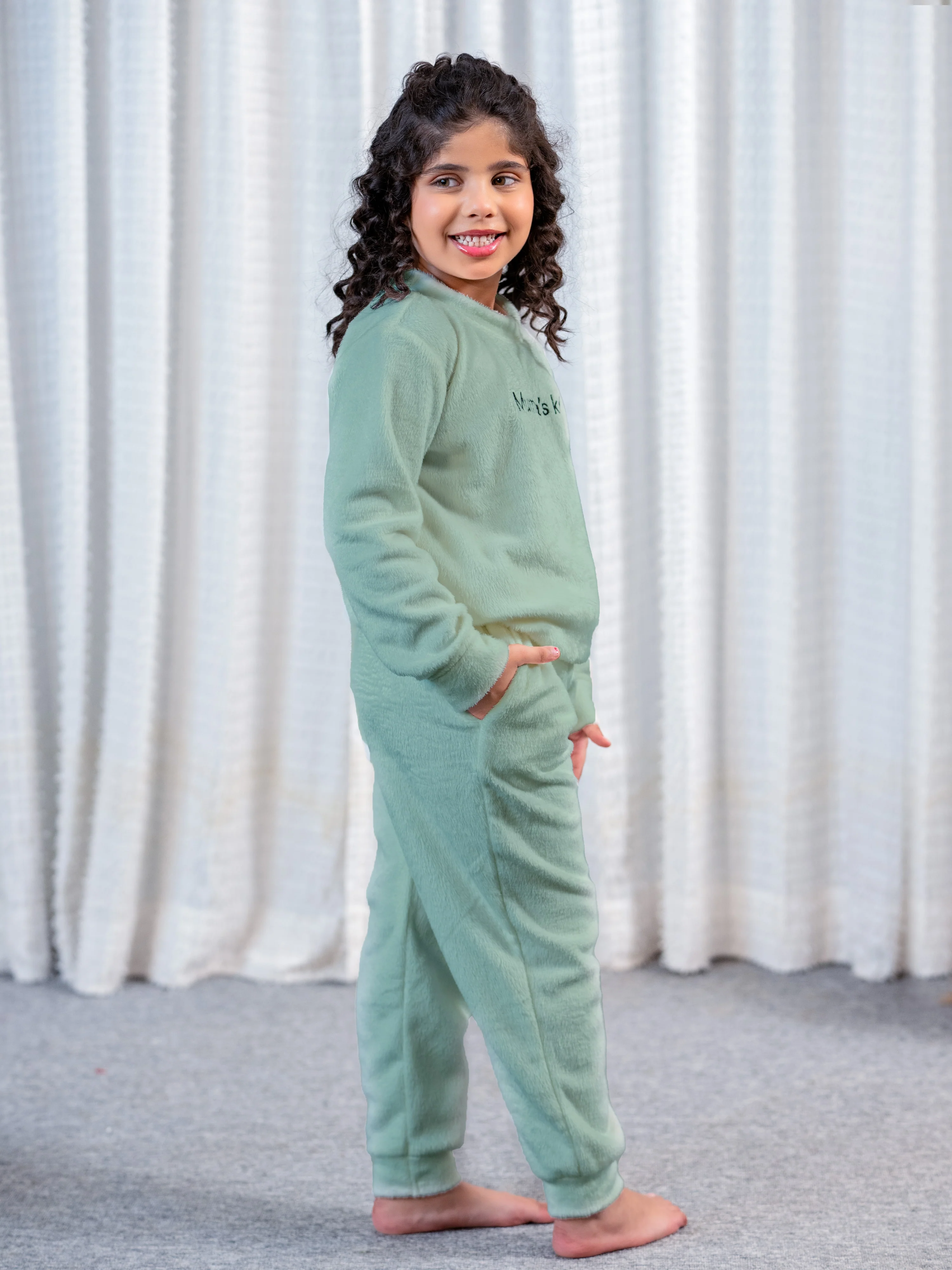 Sea Green Super Soft Unisex Kids Woollen Embroidered Sweatshirt Set - Image 6
