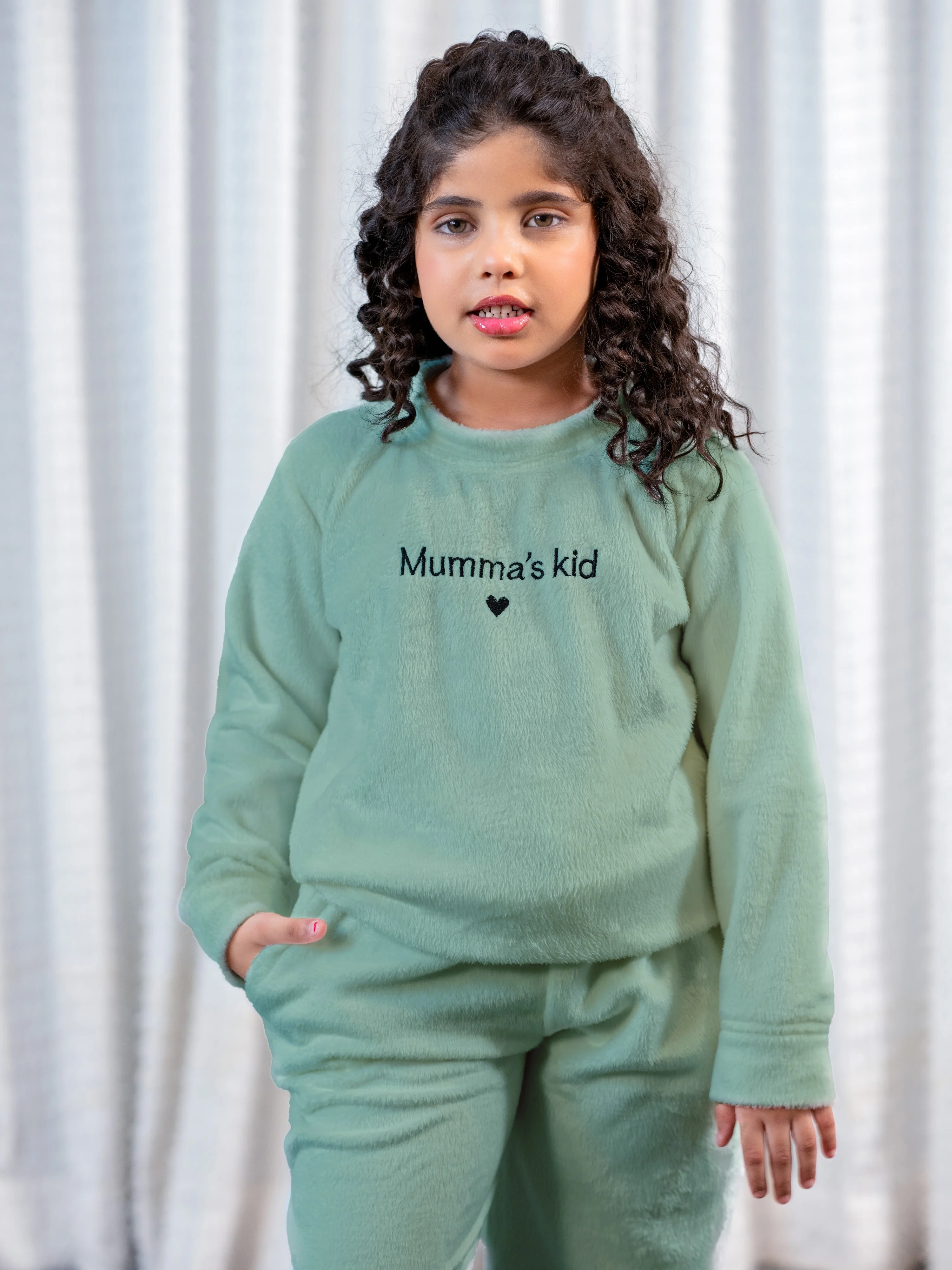 Sea Green Super Soft Unisex Kids Woollen Embroidered Sweatshirt Set - Image 7